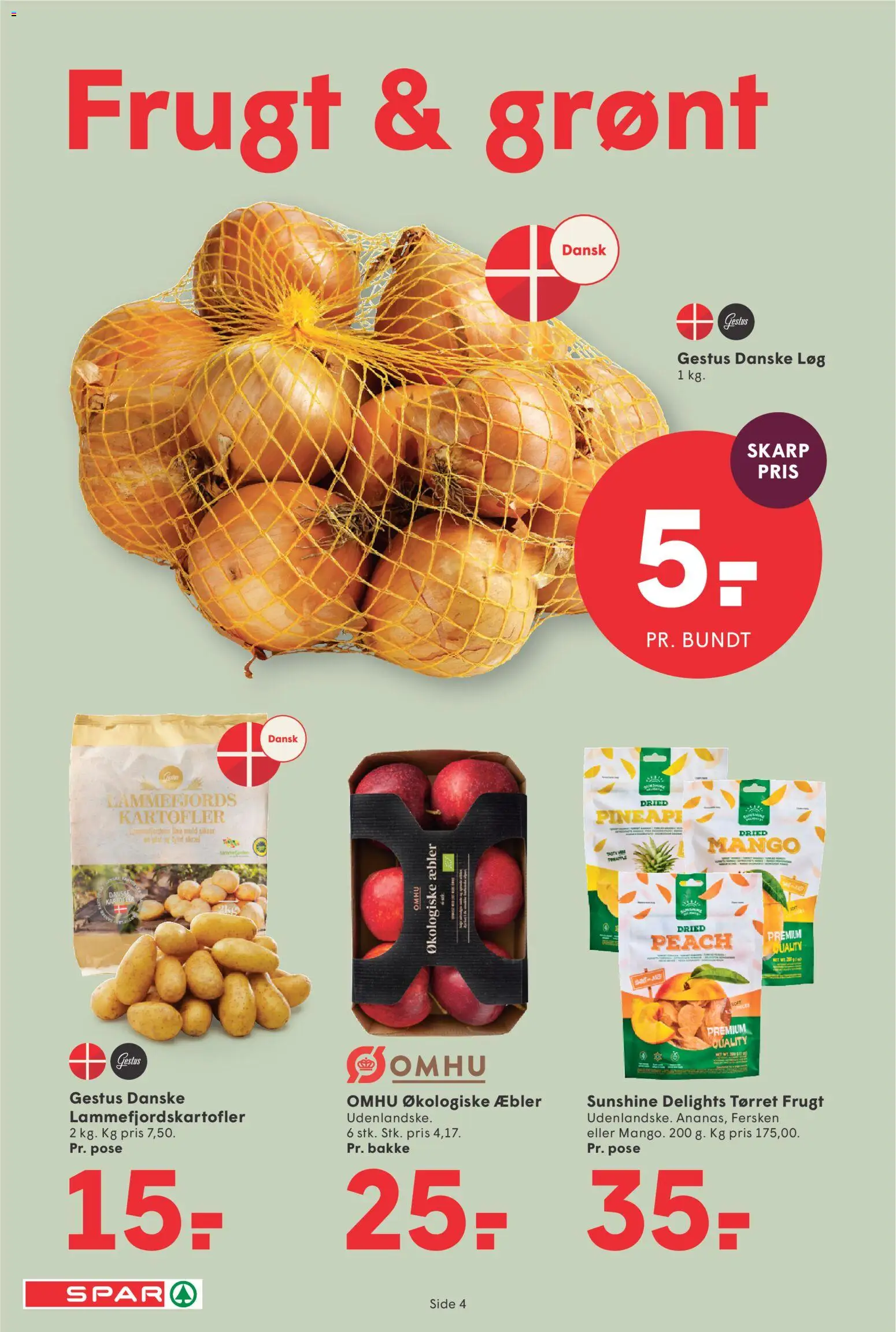Spar tilbudsavis – gyldig fra 11/09/2026 | Side: 4 | Produkter: Æbler, Kartofler, Løg, Tørret frugt