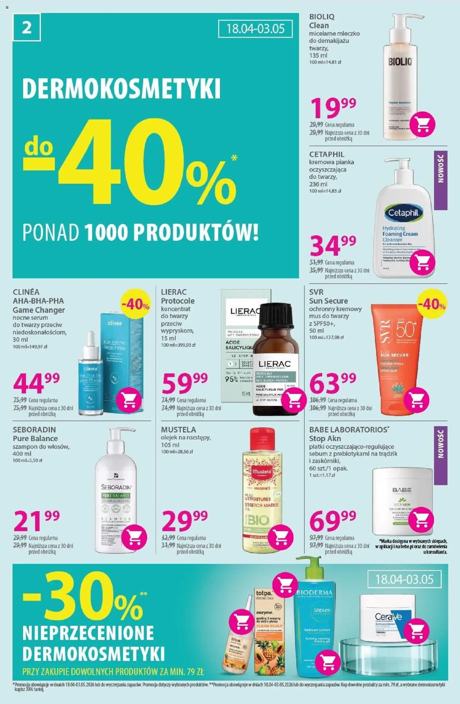 Hebe gazetka od 18.04.2026 | Strona: 2 | Produkty: Szampon, Peeling, Płatki, Serum do twarzy