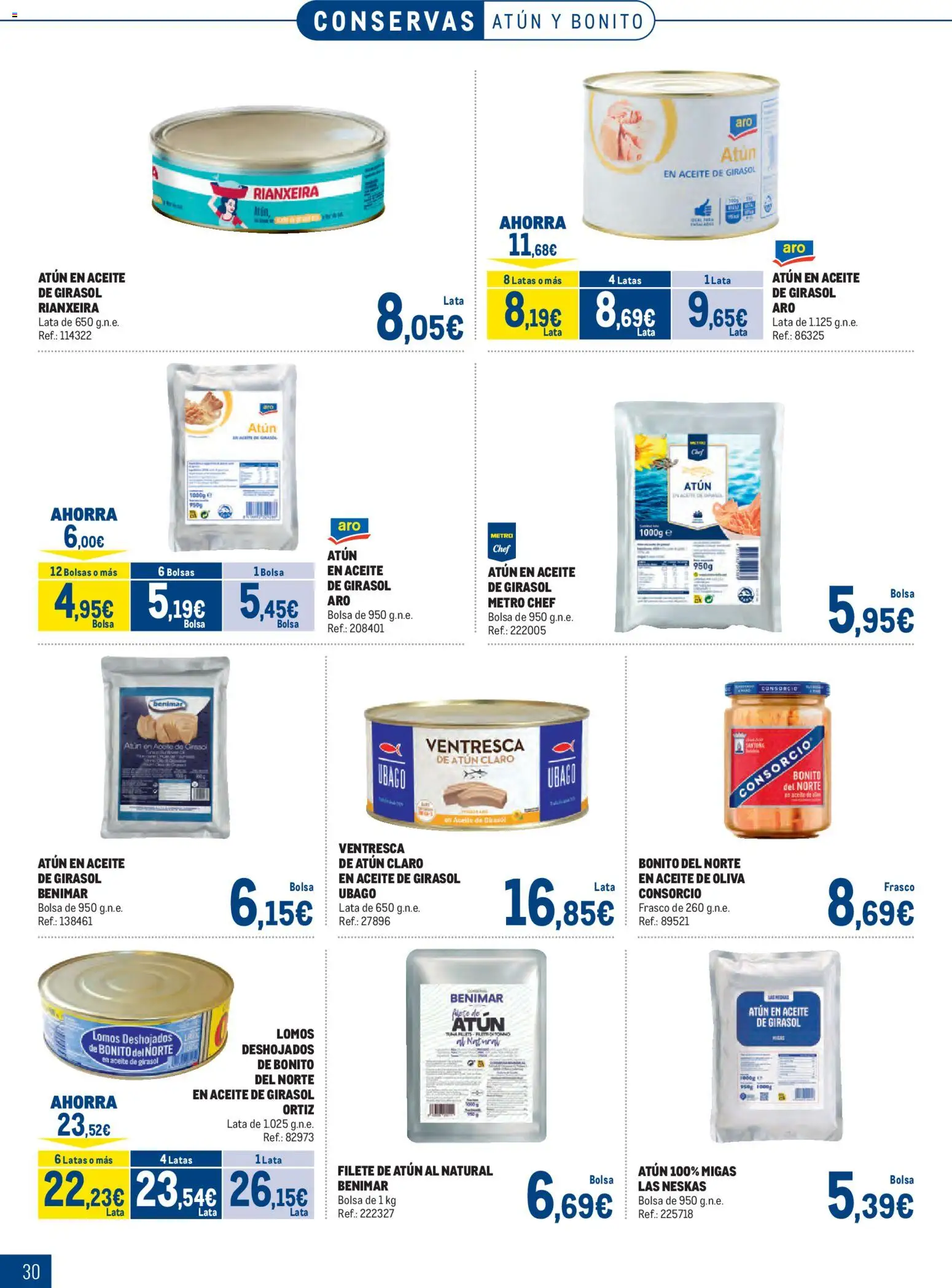 Makro Pescados │ válido desde el 06/07/2026 | Página: 30 | Productos: Aceite de oliva, Aceite de girasol, Bolsa, Atún claro