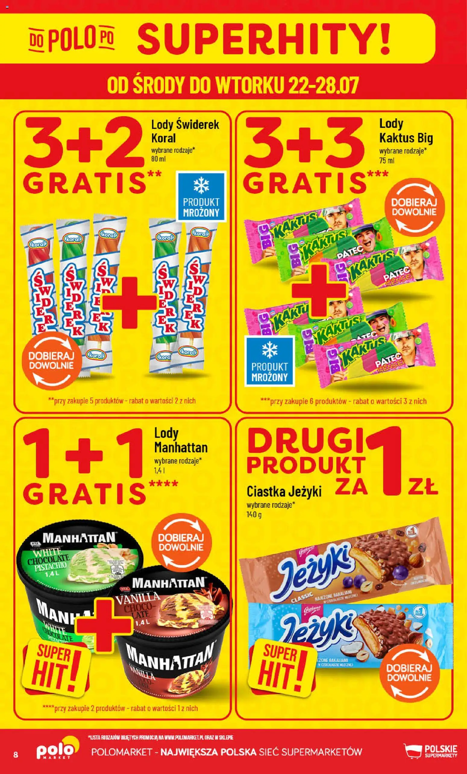 POLOmarket gazetka od 22.07.2026 | Strona: 8 | Produkty: Lody koral, Ciastka, Lody