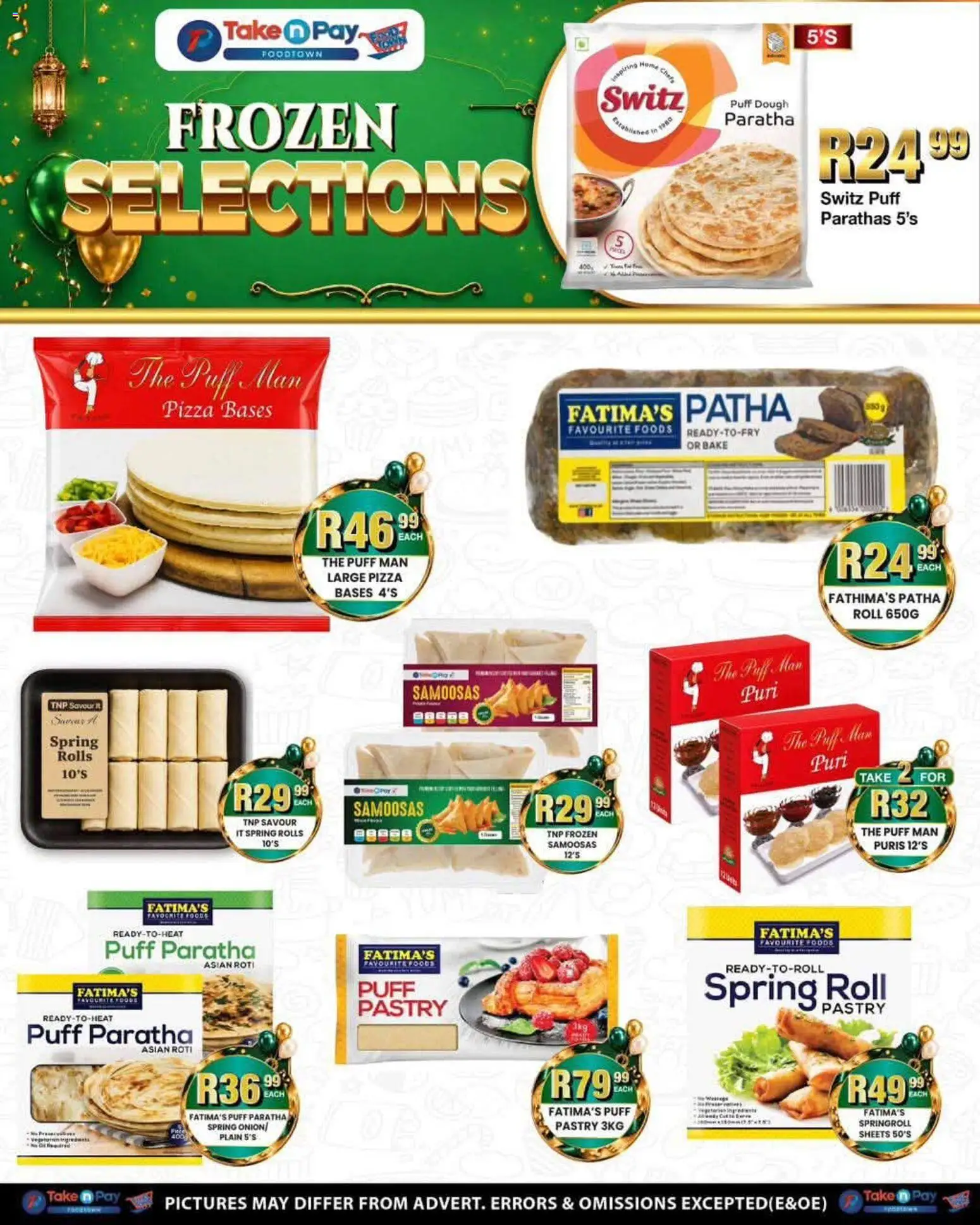 New Take n Pay catalogue – valid from 31/08/2026 | Page: 4 | Products: Samoosas, Pizza, Dough, Pastry
