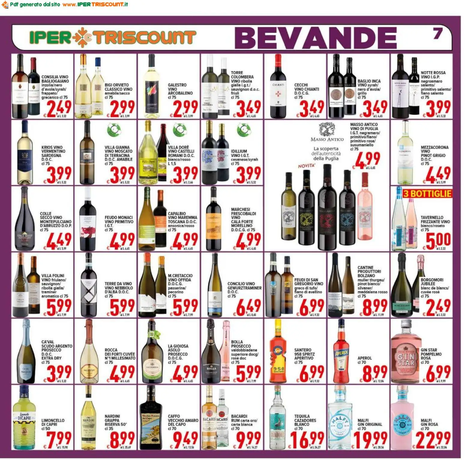 Volantino Ipertriscount del 10/06/2026 | Pagina: 7 | Prodotti: Gin, Rum, Limoncello, Grappa