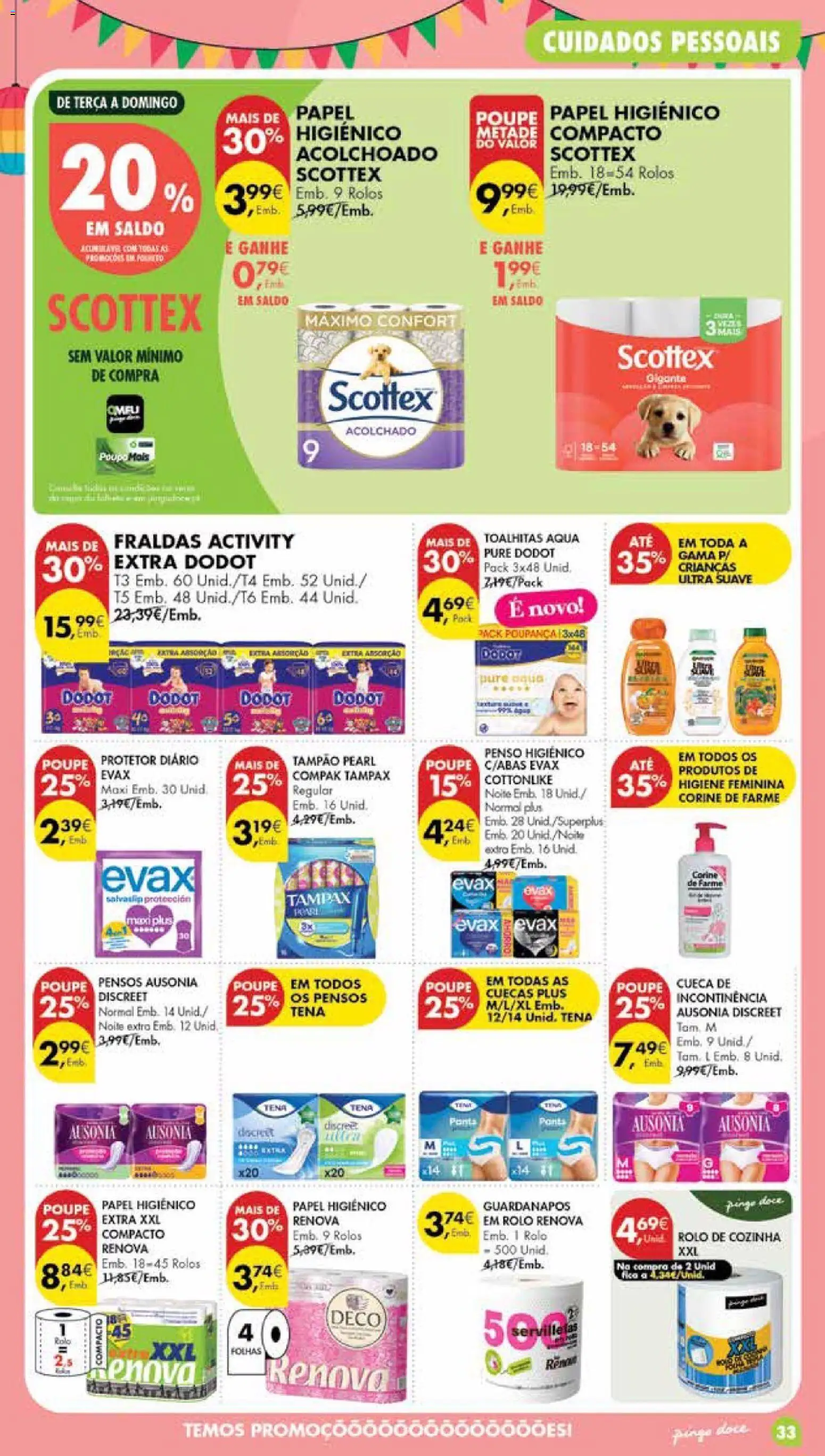 Pingo Doce Poupe Esta Semana Madeira │ válido de 09.06.2026 | Página: 33 | Produtos: Papel higiénico, Fraldas, Guardanapos, Cuecas