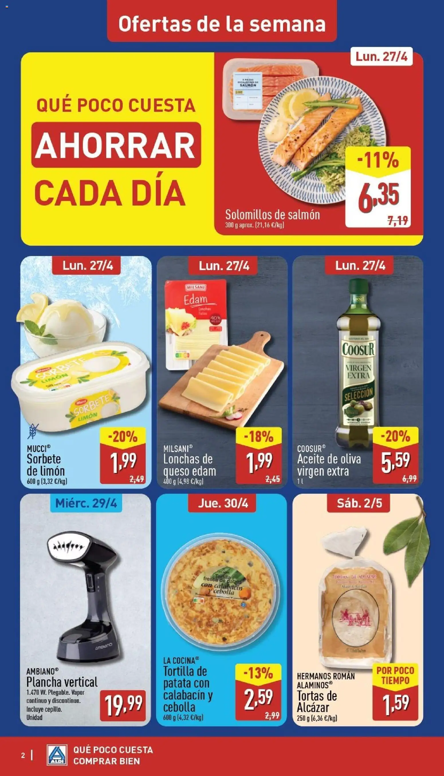 Aldi folleto Canarias │ válido desde el 27.04.2026 | Página: 2 | Productos: Calabacín, Aceite, Aceite de oliva, Plancha vertical