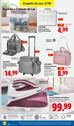 Pré-visualização Lidl Promoções Fim de Semana válido de 28/09/2026 | Página: 22 | Produtos: Agua, Ferro de engomar, Ferro, Caixa de arrumação