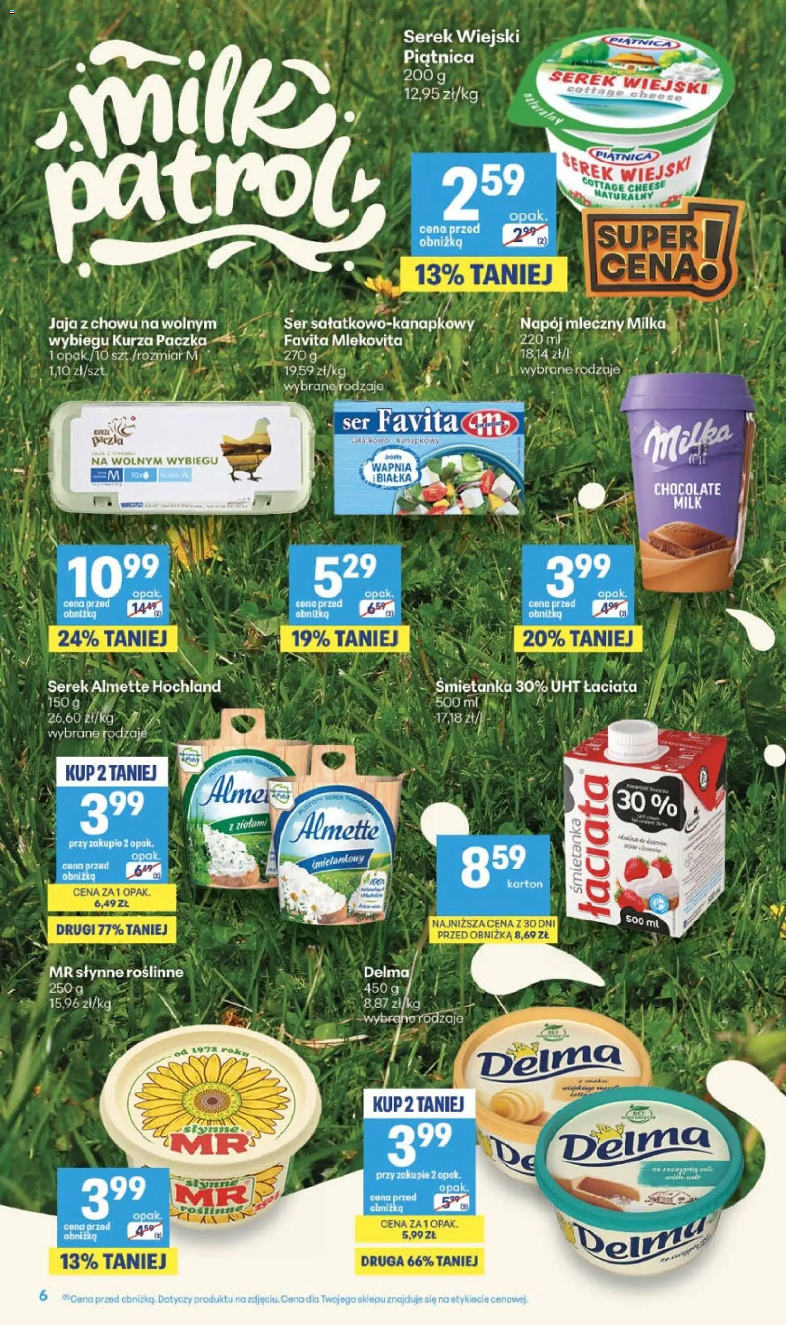 Delikatesy Centrum gazetka od 06.08.2026 | Strona: 6 | Produkty: Ser favita, Milka, Serek wiejski, Jaja