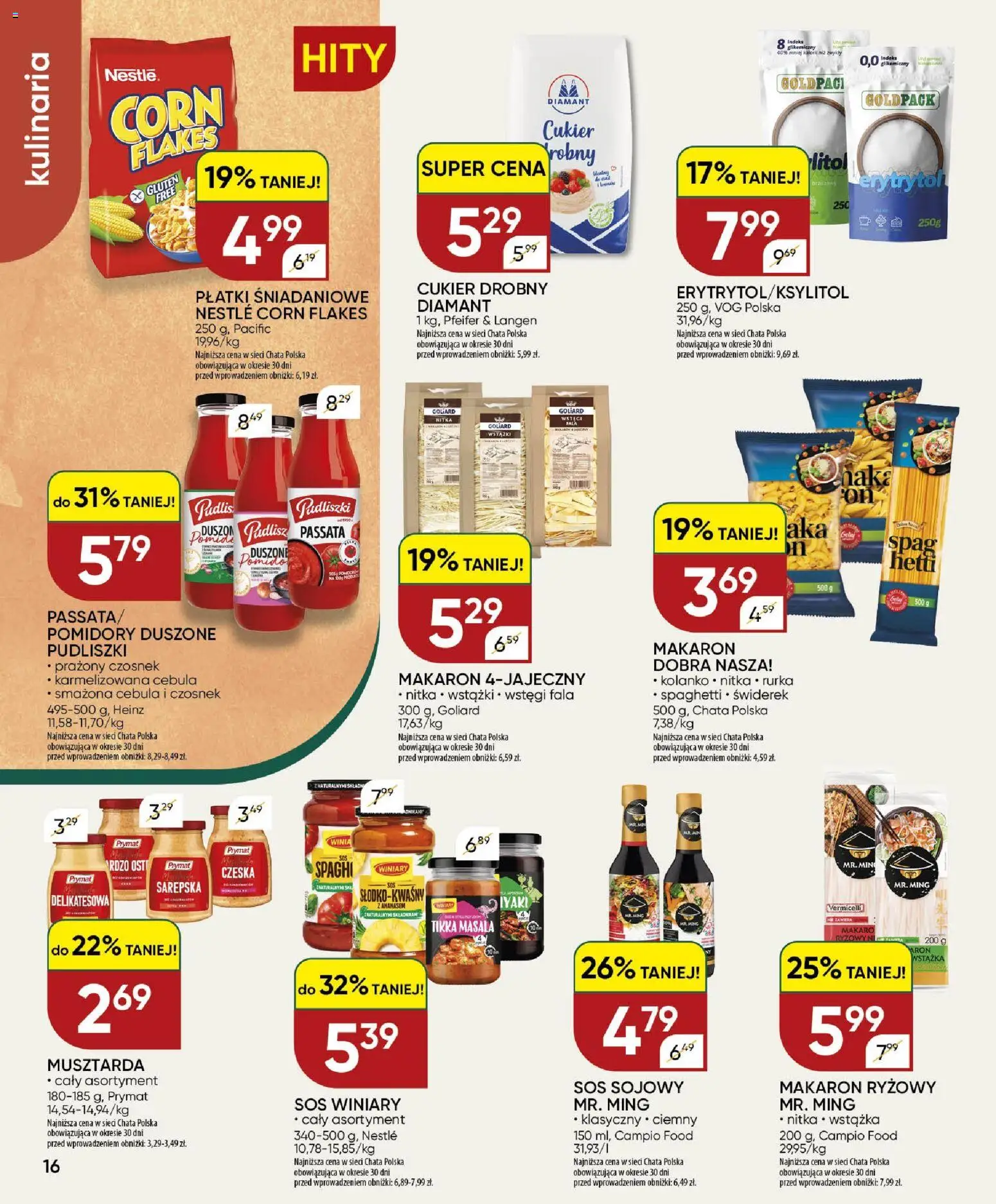 Chata Polska gazetka od 22.10.2026 | Strona: 16 | Produkty: Cebula, Makaron ryżowy, Płatki, Makaron