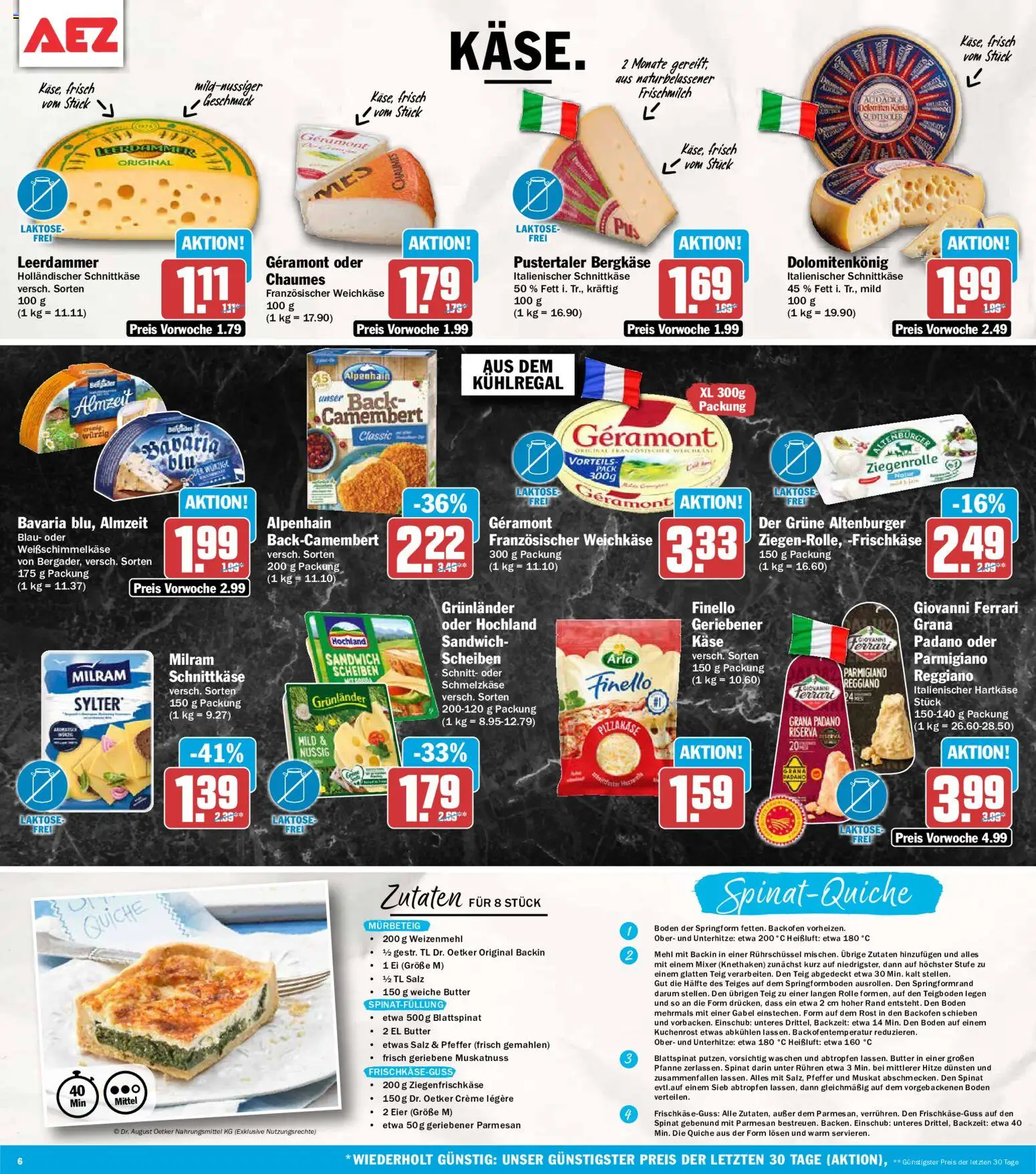 AEZ Prospekt – gültig ab 14.09.2026 | Seite: 6 | Produkte: Grana Padano, Käse, Grunlander, Frischkase