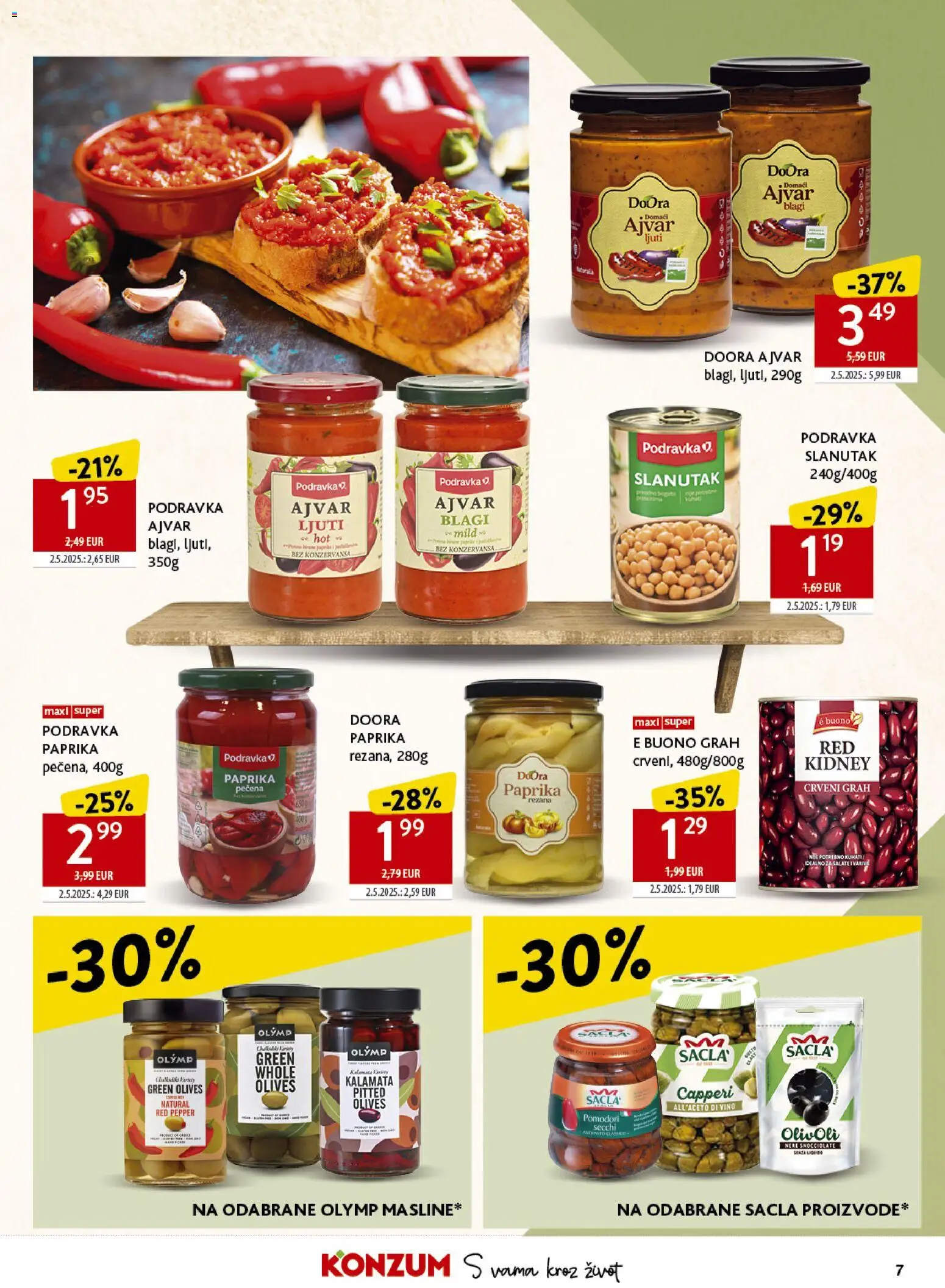 Konzum HR akciós ujság - amely érvényes a következő dátumtól: 2026.10.21. | Oldal: 7 | Termékek: Podravka, Paprika, Ajvár