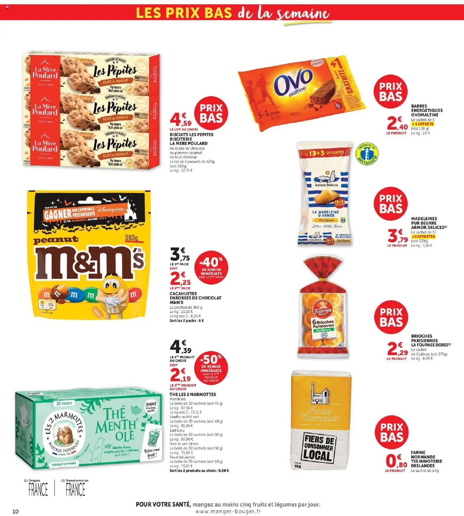 {H1} | Page: 10 | Produits: Pomme, Chocolat, Cacahuètes enrobées, Biscuits