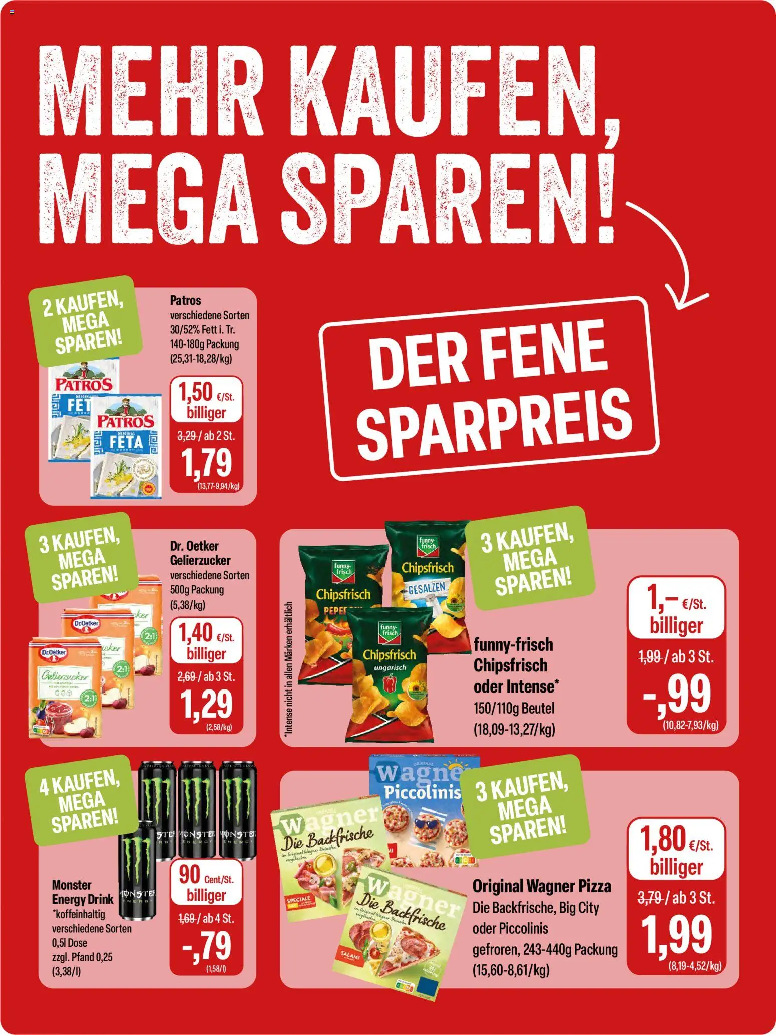 Feneberg Angebote – gültig ab 15.05.2026 | Seite: 10 | Produkte: Feta, Wagner pizza, Monster, Salami