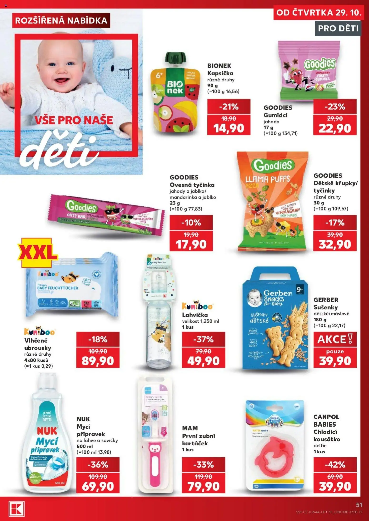 Kaufland leták od 29.10.2026 | Strana: 51 | Produkty: Vlhčené ubrousky, Kousátko, Lahve, Lahvička