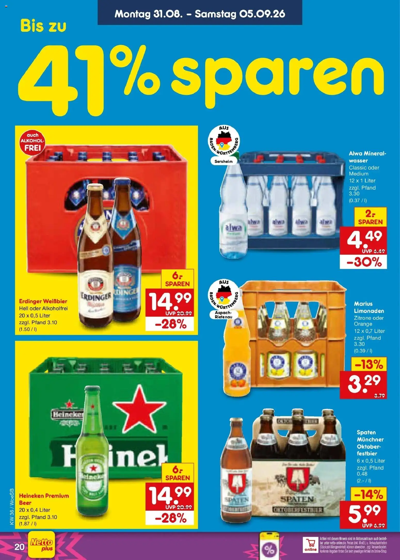 Netto Marken-Discount Prospekt Katzweiler (ab 31.08.2026) » Angebote | Seite: 26 | Produkte: Erdinger, Weißbier, Heineken, Alkohol
