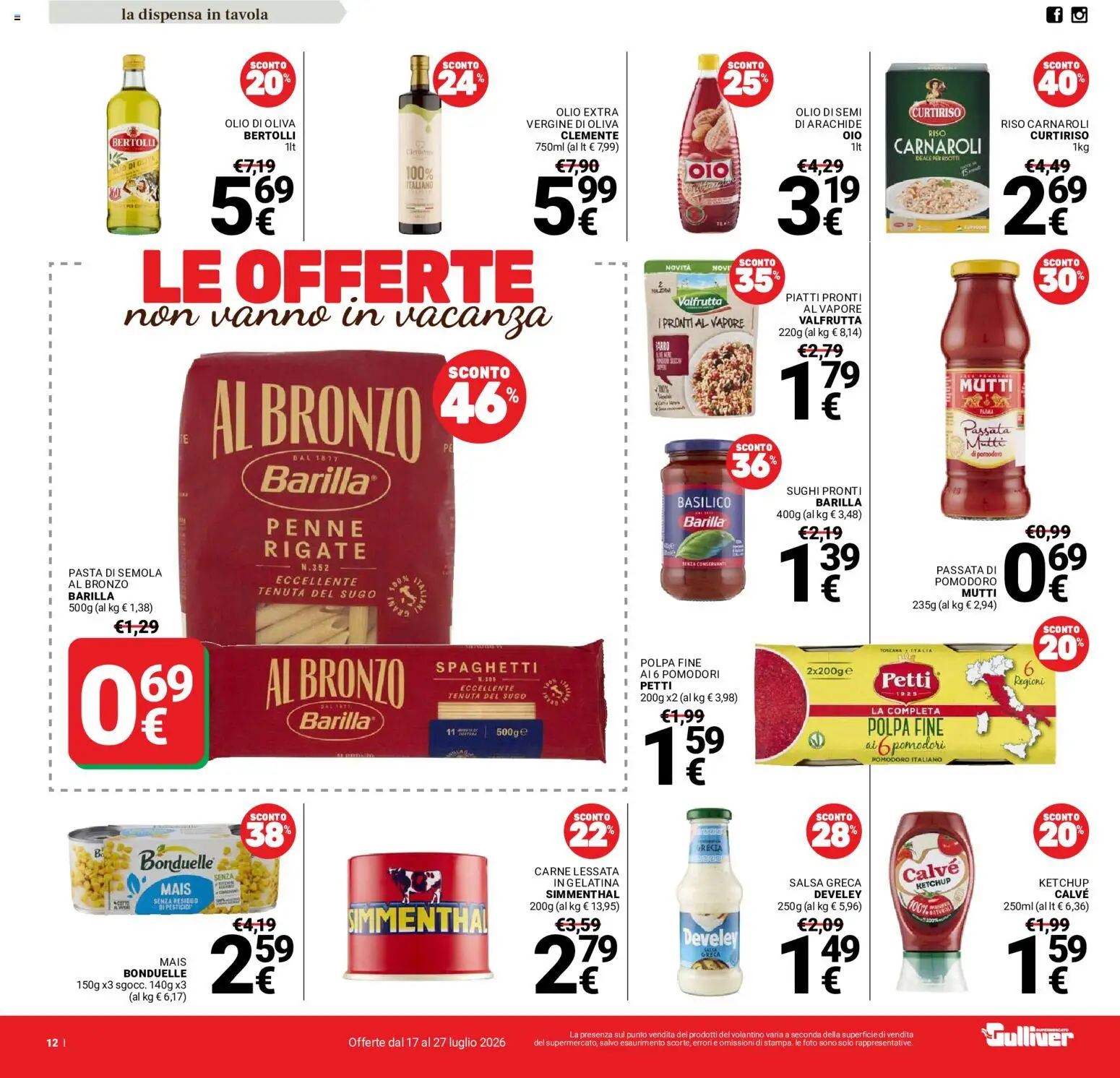 Volantino Gulliver del 17/07/2026 | Pagina: 12 | Prodotti: Riso, Ketchup, Mais, Sugo