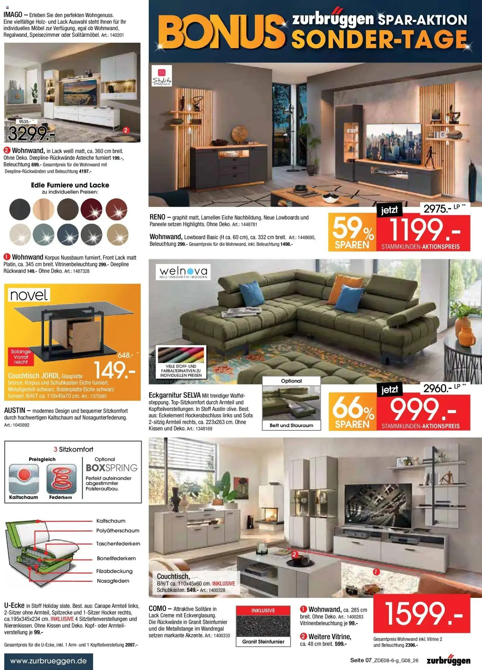 Zurbrüggen - Zurbrüggen: Bonus Sonder-Tage – gültig ab 31.07.2026 | Seite: 7 | Produkte: Hocker, Wohnwand, Sofa, Couchtisch