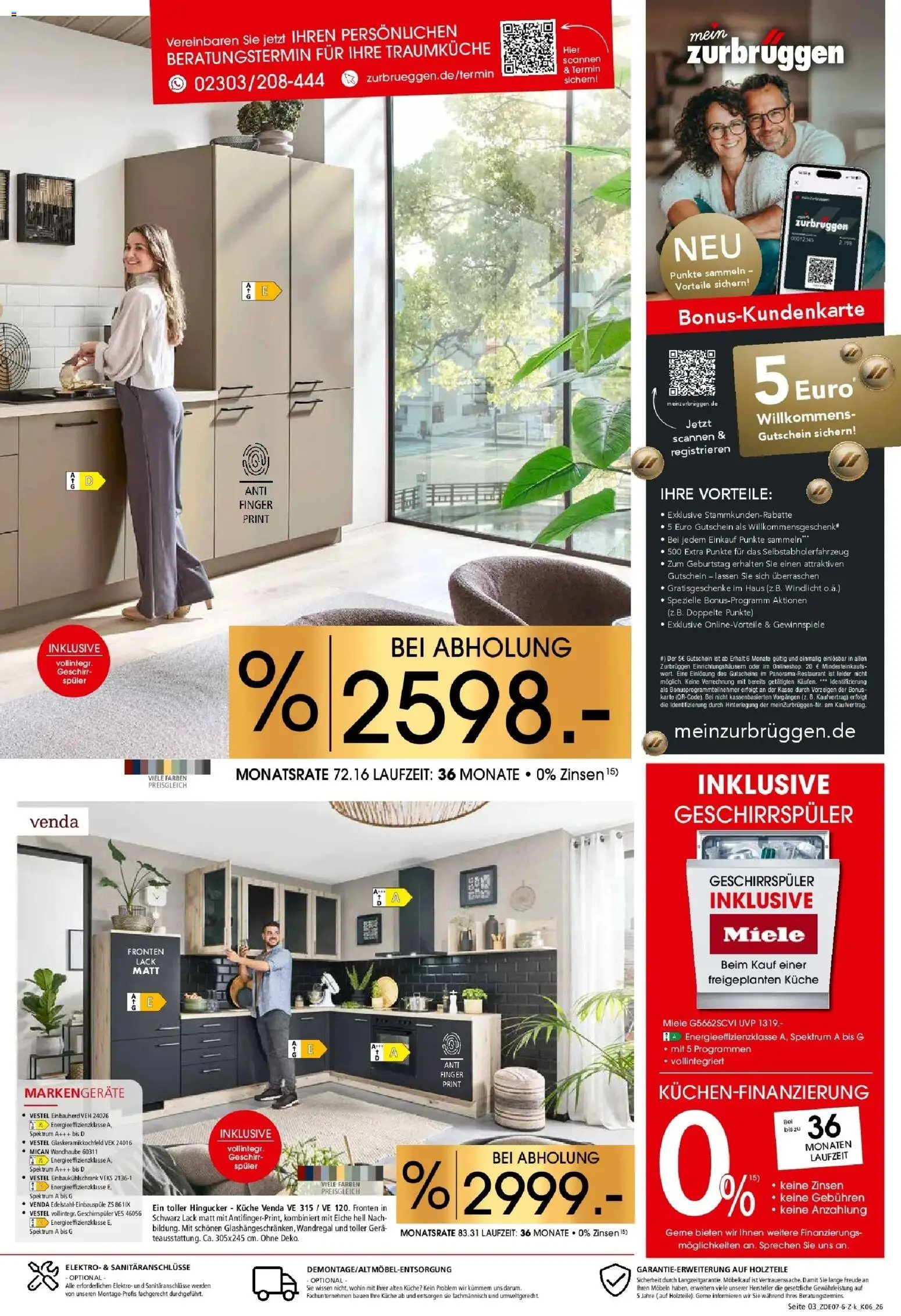 Zurbrüggen Küchen für ihr Zuhause Unna – gültig ab 25.07.2026 | Seite: 3 | Produkte: Miele, Geschirrspüler, Wandregal, Küche