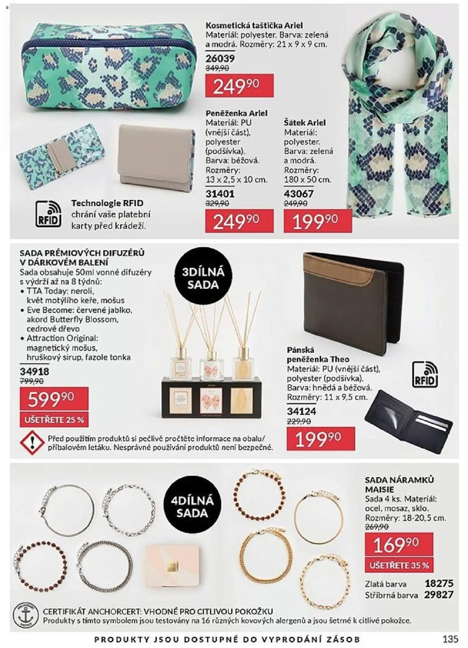 Avon Katalog 05/2026 od 01.05.2026 | Strana: 135 | Produkty: Peněženka, Kosmetická taštička, Ariel, Karty