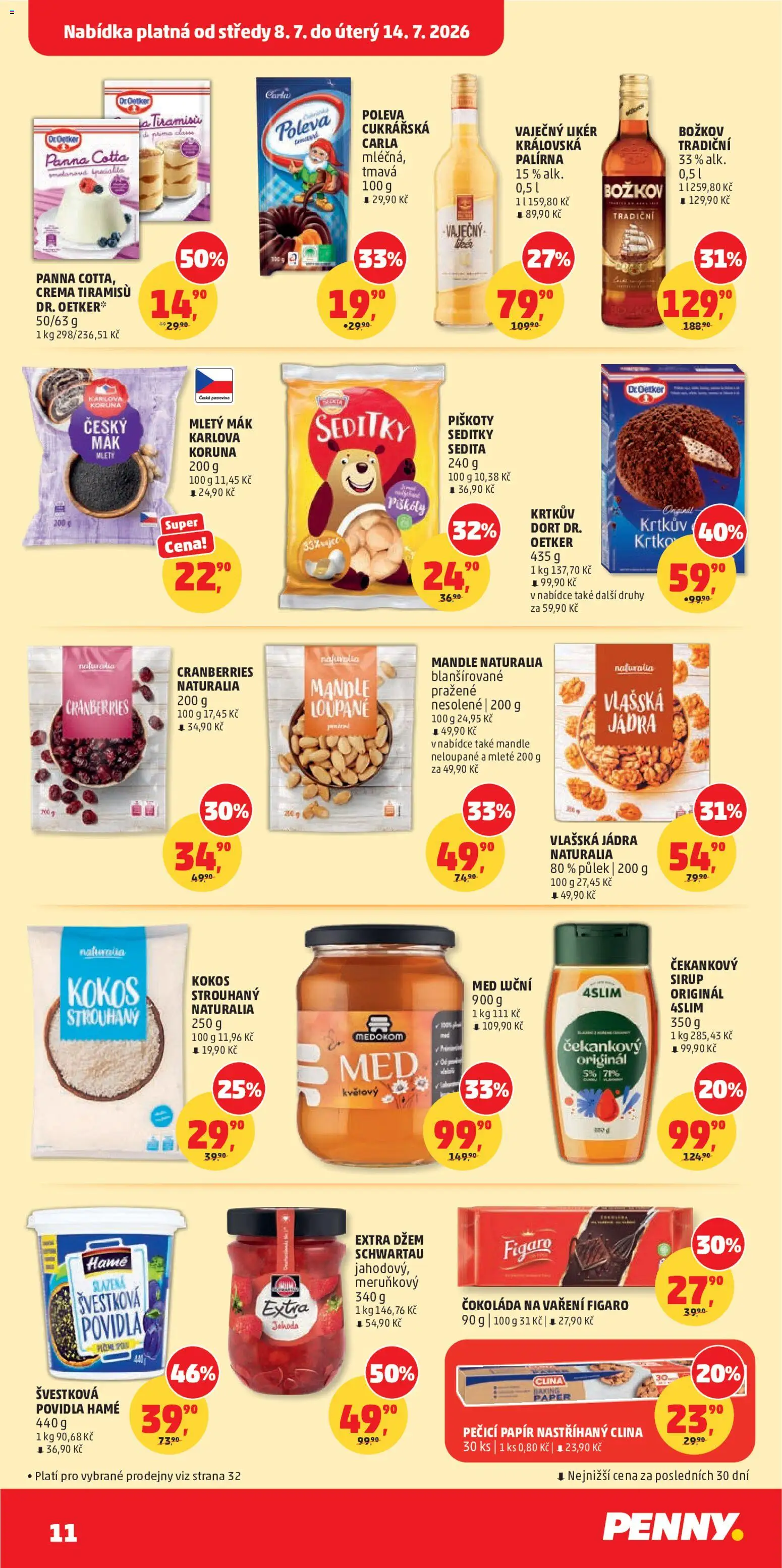 Penny Market leták od 08.07.2026 | Strana: 11 | Produkty: Džem, Crema, Mandle, Dort