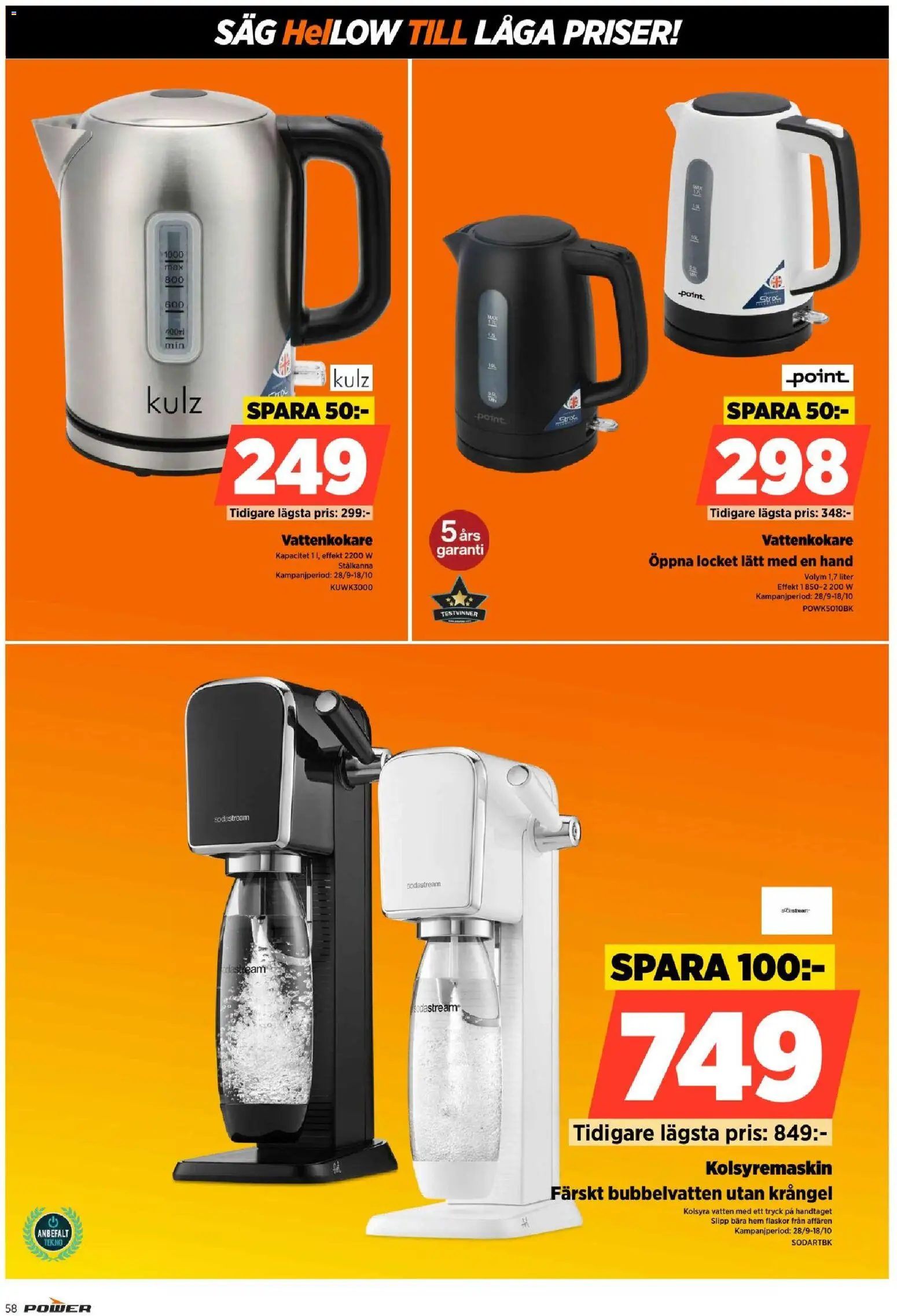 Power reklamblad aktuell från 12/10/2026 | Sida: 58 | Produkter: Vattenkokare, Såg, Vatten, Sodastream