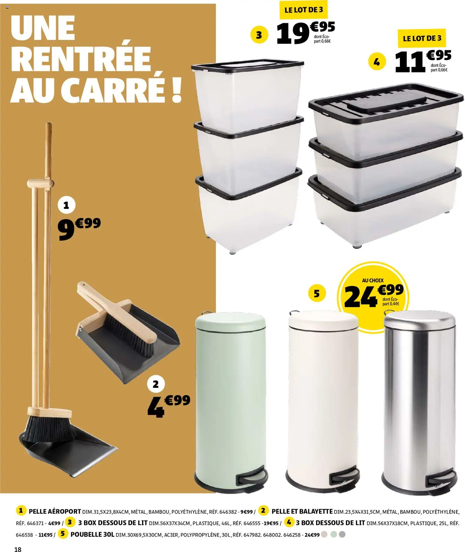 {H1} | Page: 18 | Produits: Poubelle, Lit