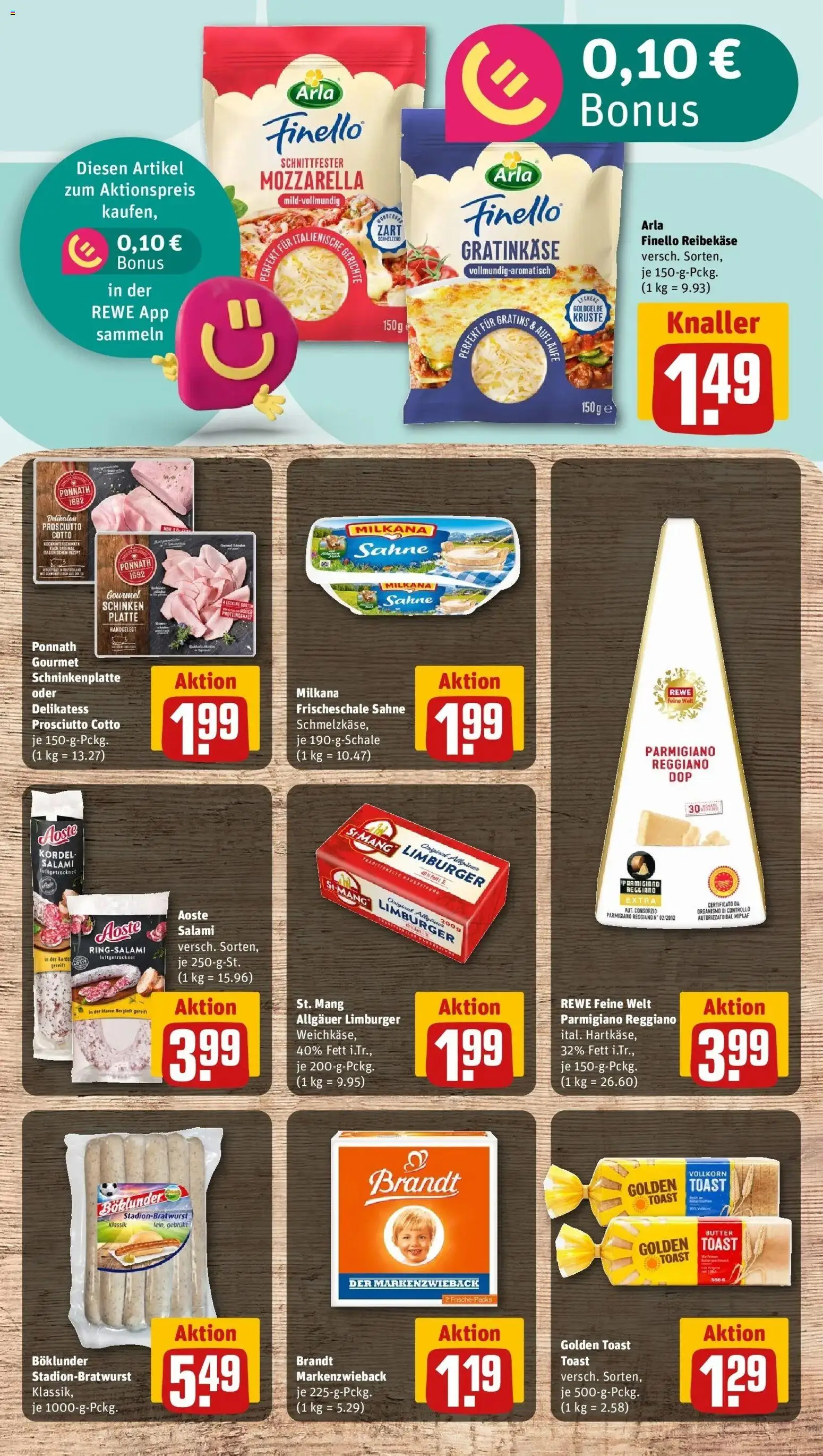 REWE Prospekt ab 28.09.2026 zum Blättern » Angebote | Seite: 15 | Produkte: Mozzarella, Schinken, Reibekase, Sahne