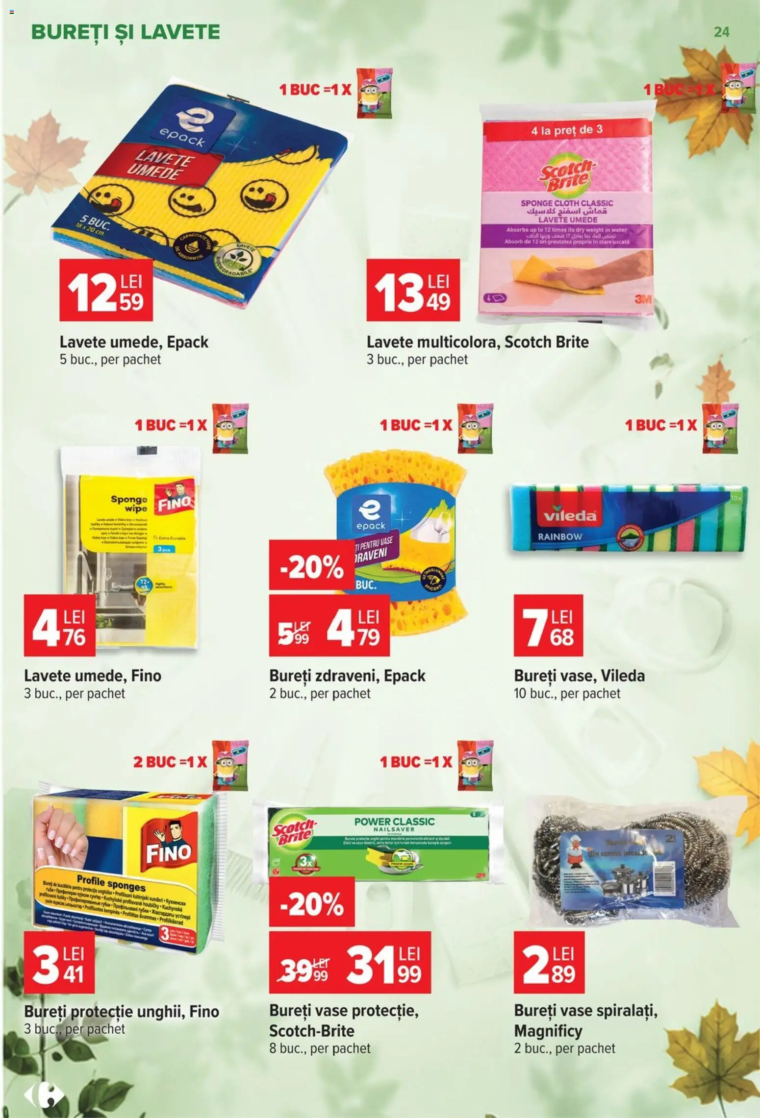 Noul catalog Carrefour – valabil de la 30.09.2026 | Pagină: 24 | Produse: Vase, Lavete, Vileda, Power