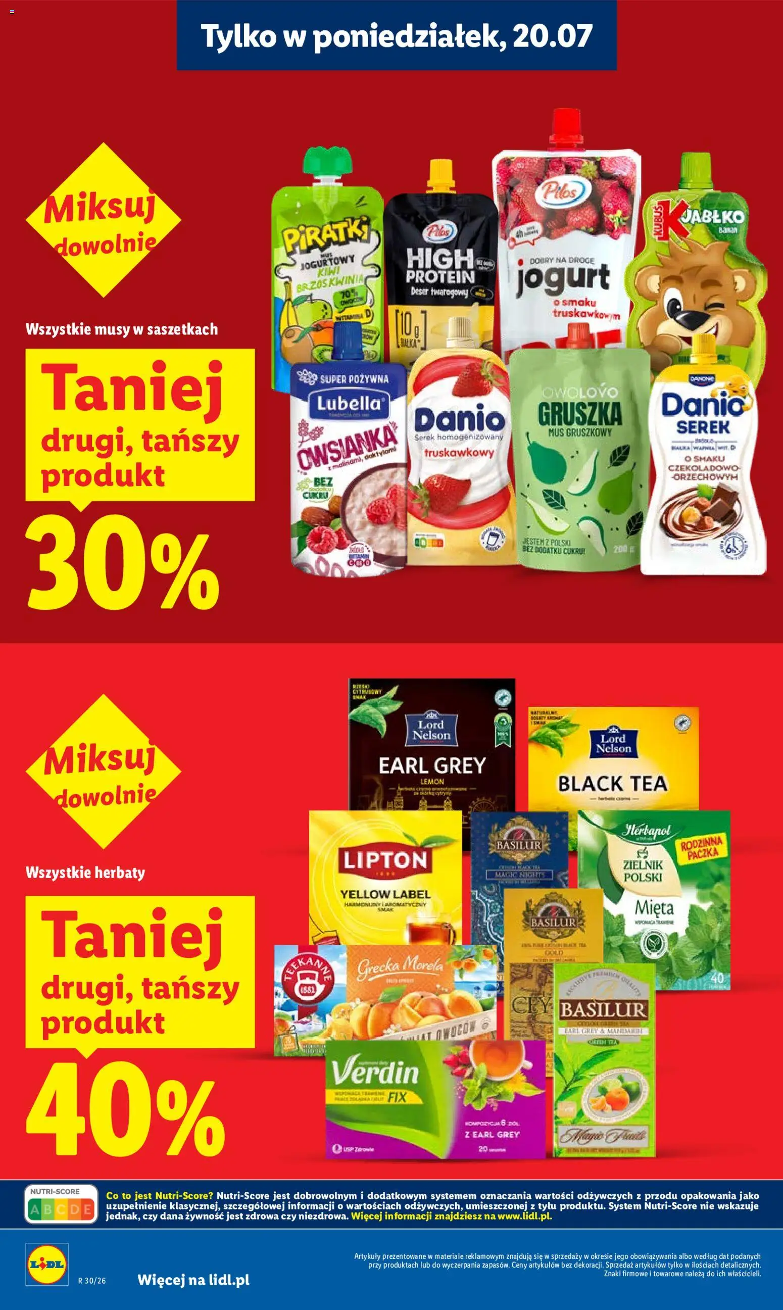 Lidl gazetka od 20.07.2026 | Strona: 20 | Produkty: High Protein, Banan, Herbata, Czarna herbata