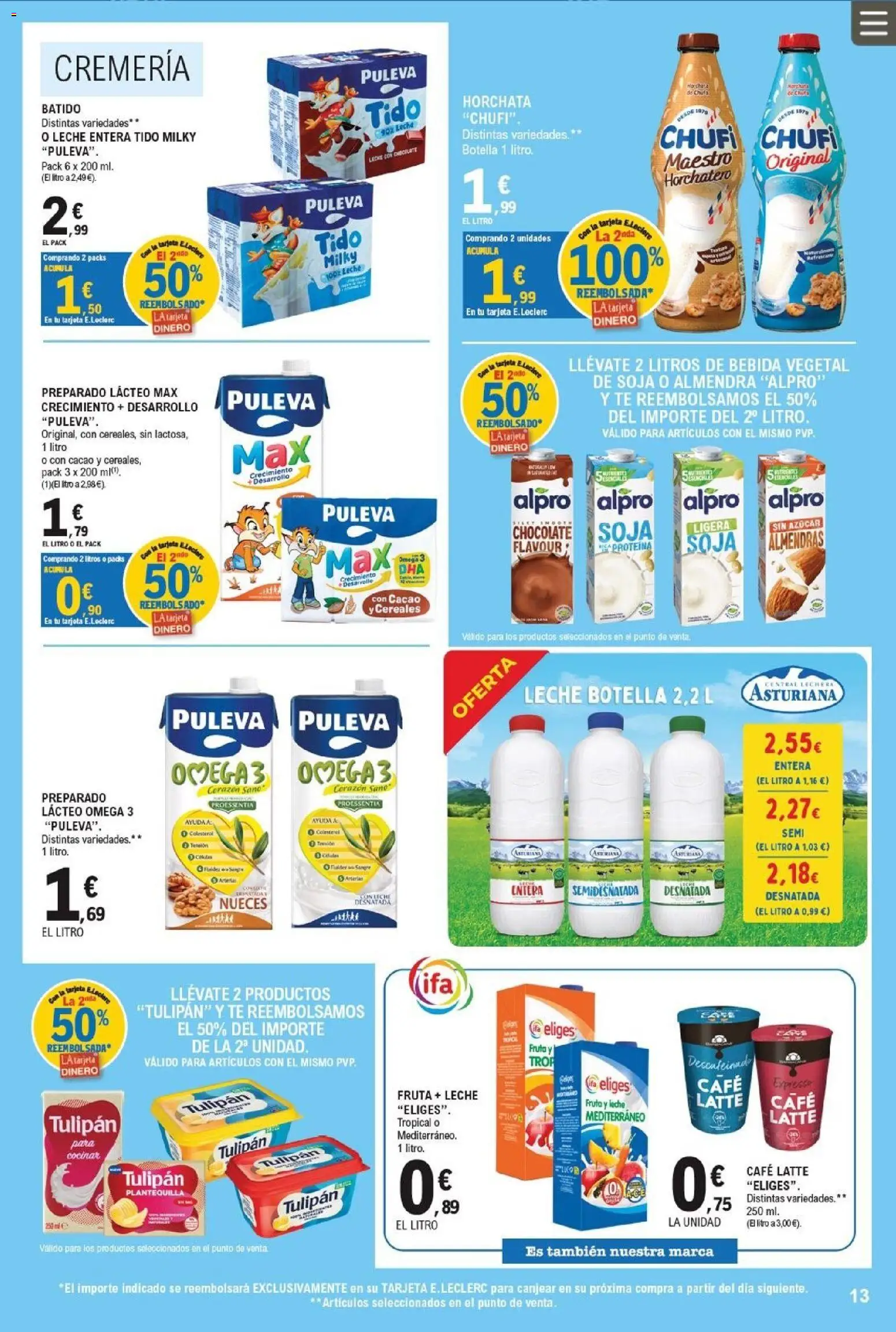E.Leclerc folleto │ válido desde el 17.06.2026 | Página: 13 | Productos: Leche entera, Café, Cereales, Té