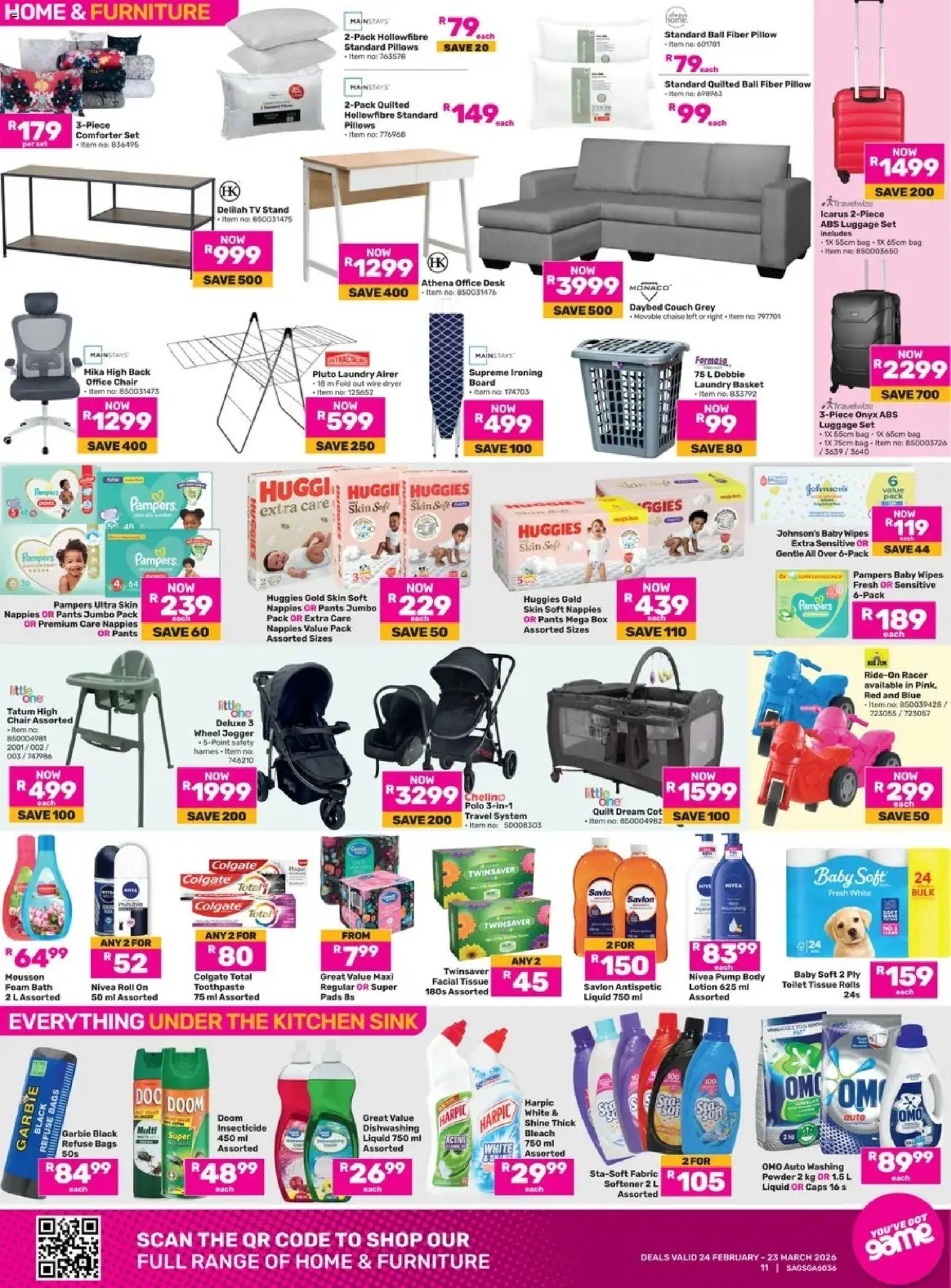 New Game catalogue – valid from 24/02/2026 | Page: 11 | Products: Couch, Chair, Pads, Toothpaste