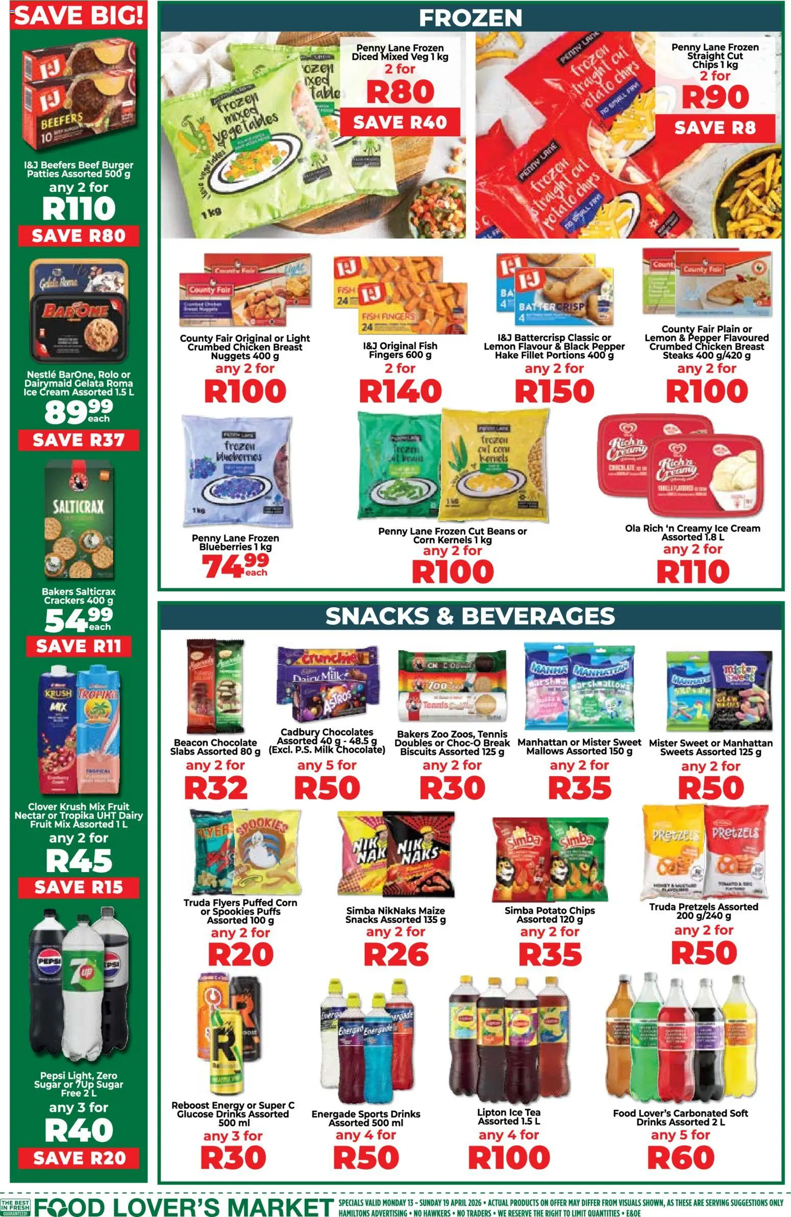 New Food Lover's Market catalogue – valid from 13.04.2026 | Page: 4 | Products: Blueberries, Milk, Ice cream, Vegetables