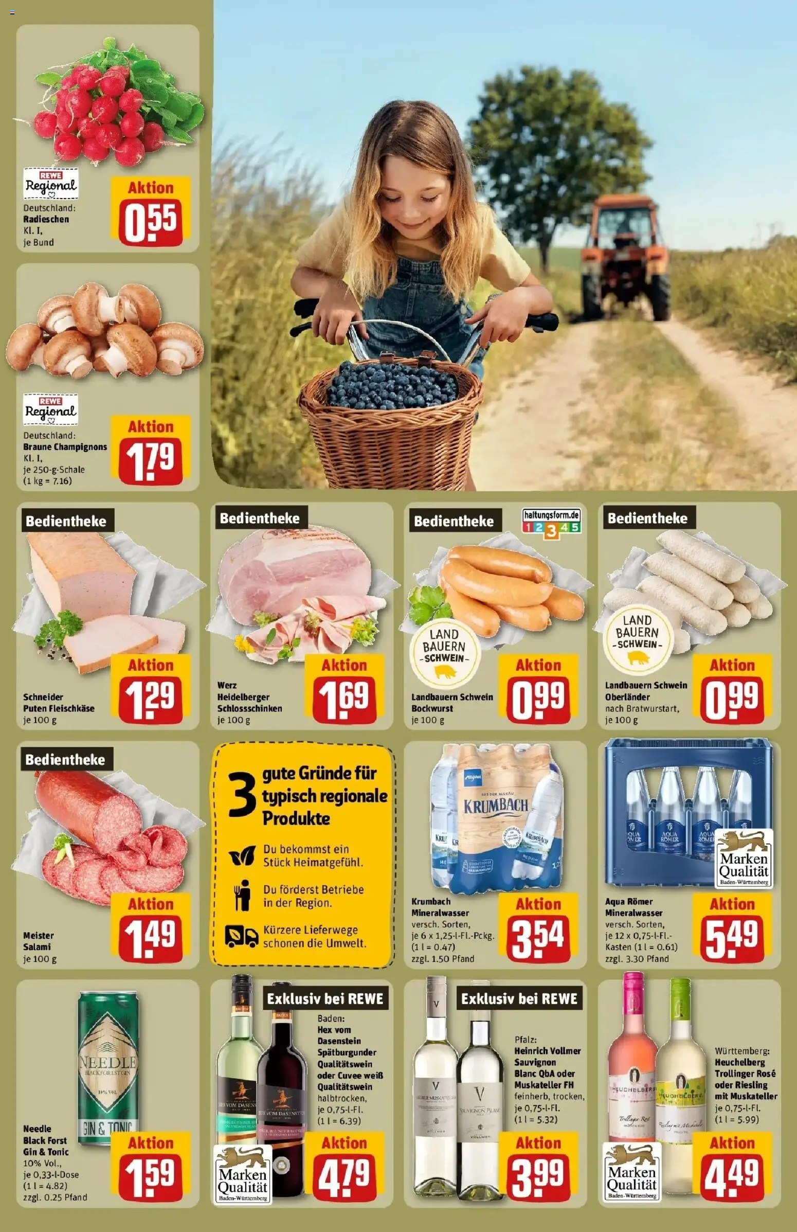 Rewe Prospekt Ettlingen – gültig ab 27.07.2026 | Seite: 27 | Produkte: Bockwurst, Mineralwasser, Champignons, Salami
