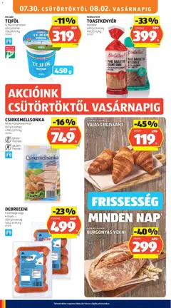 VAJAS CROISSANT, frissen sütött pékáru, 70 g/darab, 1700 Ft/kg - amely érvényes a következő dátumtól: 2026.07.30. | Oldal: 18