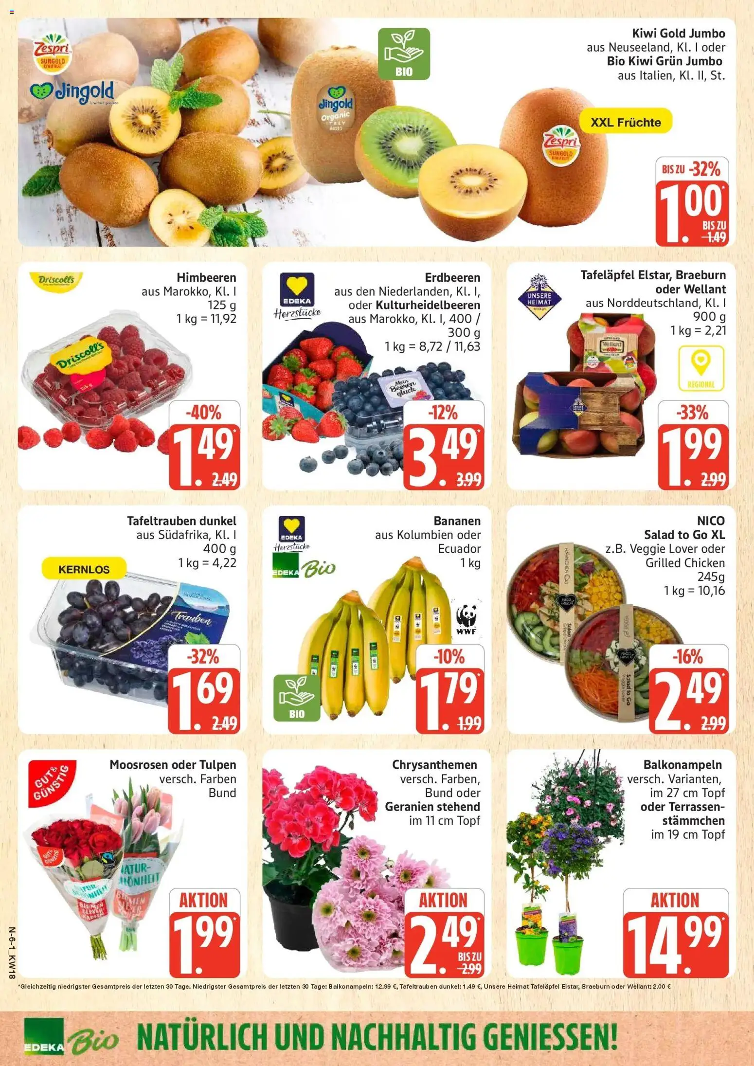 Edeka Prospekt Rostock – gültig ab 27.04.2026 | Seite: 6 | Produkte: Himbeeren, Trauben, Erdbeeren, Kiwi