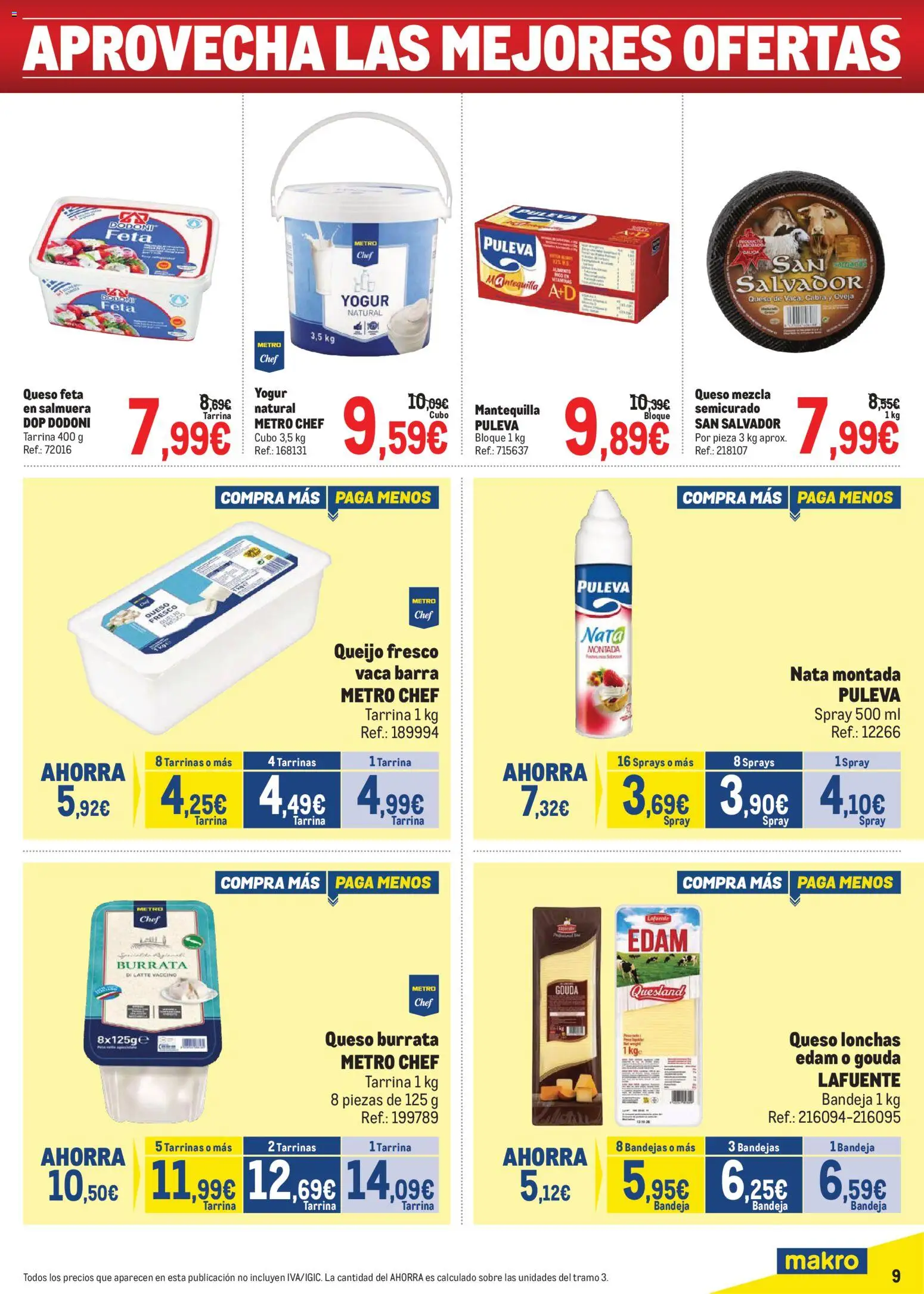 Makro catálogo │ válido desde el 07/09/2026 | Página: 9 | Productos: Burrata, Queso fresco, Queso Feta, Bandeja