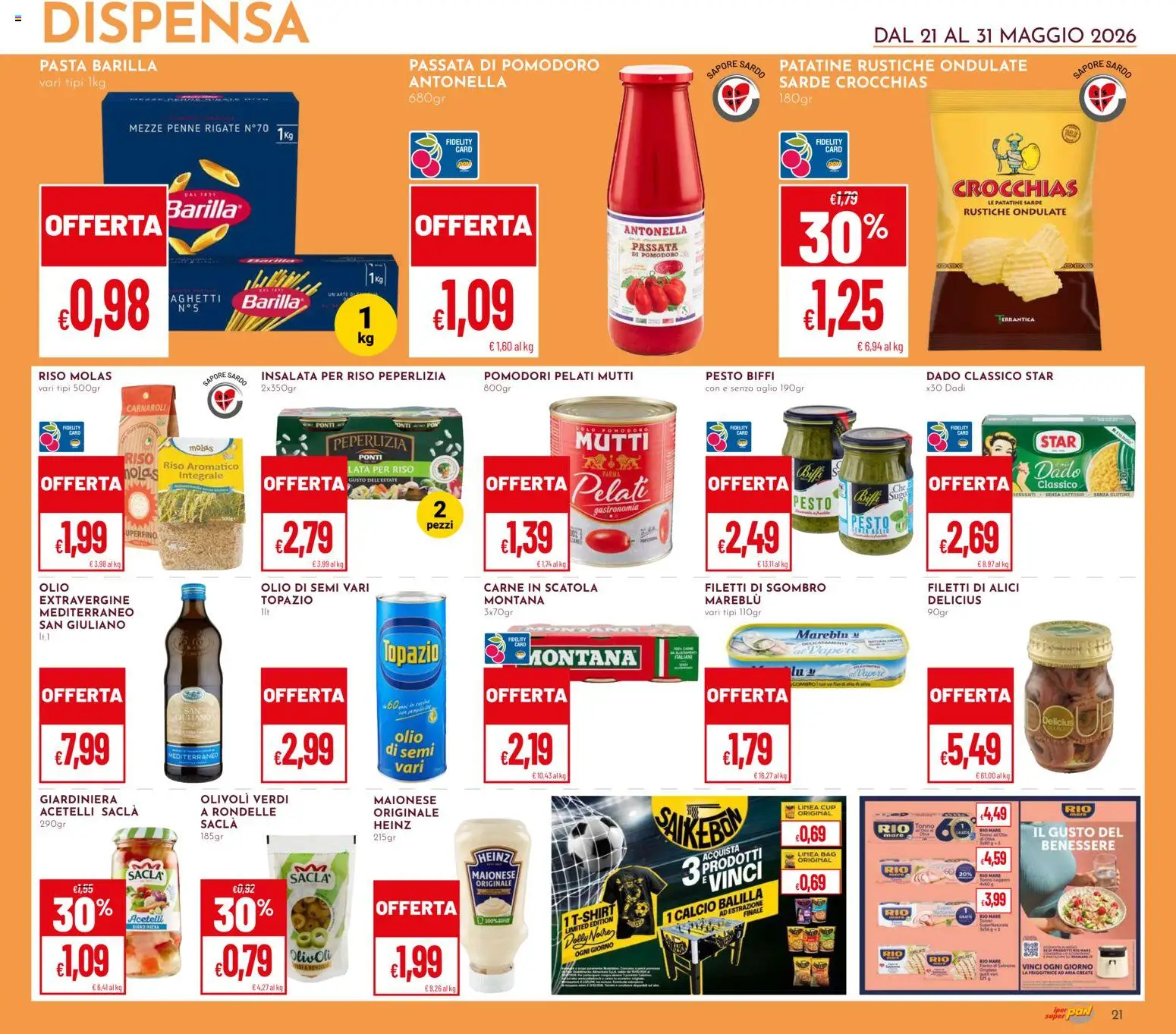 Volantino Pan del 21.05.2026 | Pagina: 21 | Prodotti: Riso, Olio, Alici, Scatola