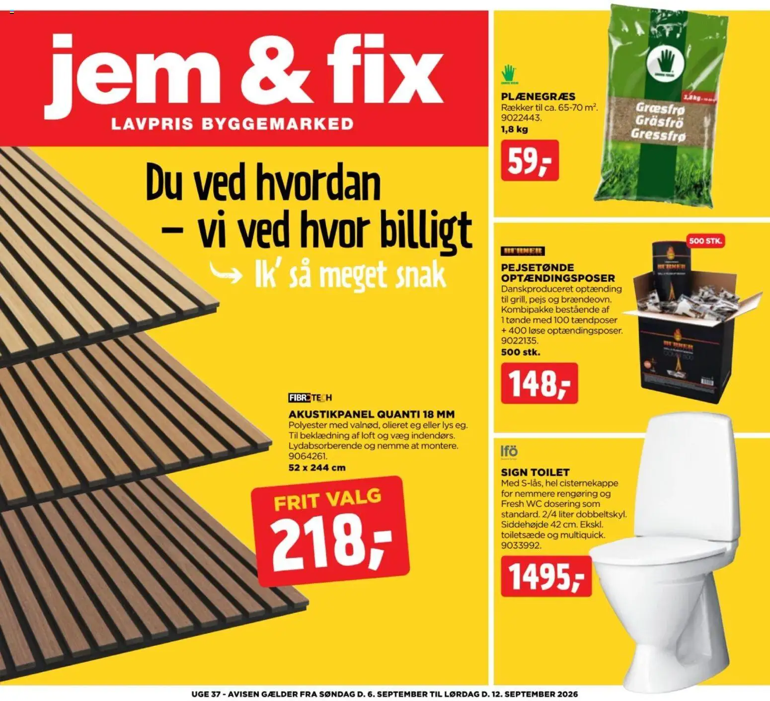 Jem & fix tilbudsavis – gyldig fra 06/09/2026 | Side: 1 | Produkter: Toilet, Søm