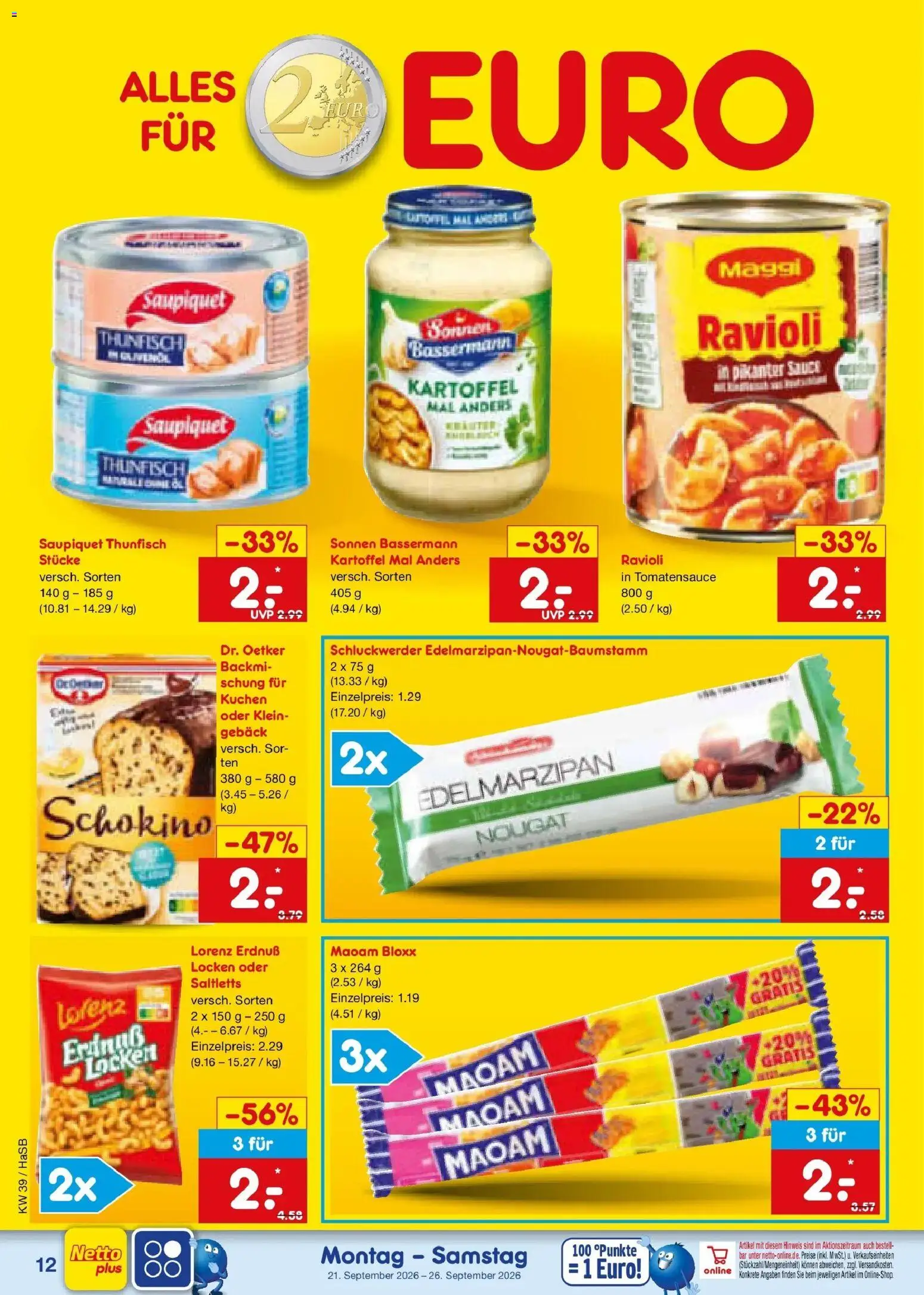 Netto Marken-Discount Prospekt Unna – gültig ab 21.09.2026 | Seite: 20 | Produkte: Maggi, Thunfisch, Kuchen