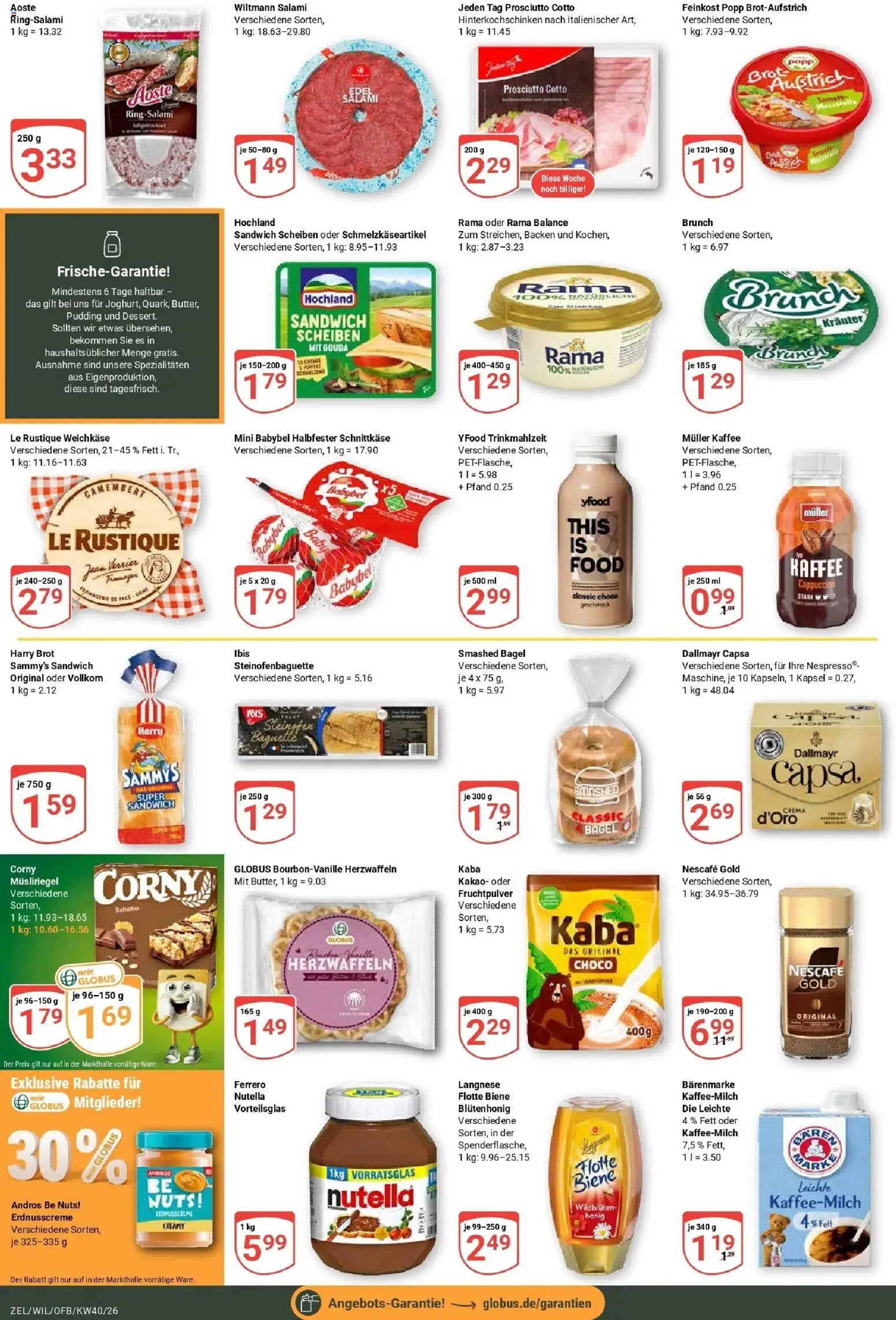 Globus Prospekt Wittlich (ab 28.09.2026) » Angebote online | Seite: 14 | Produkte: Baguette, YFood, Salami, Dallmayr capsa