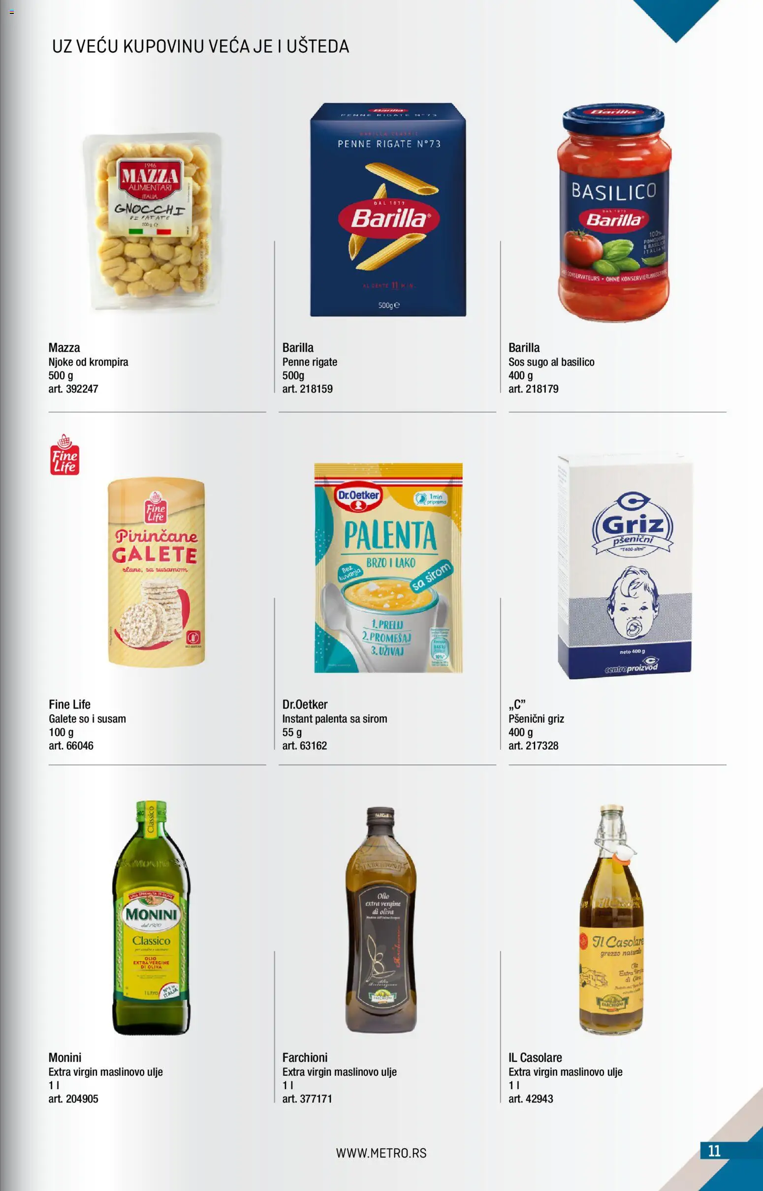 Metro katalog - važi od 01.10.2026 | Strana: 11 | Proizvode: Palenta, Monini, Galete, Ulje