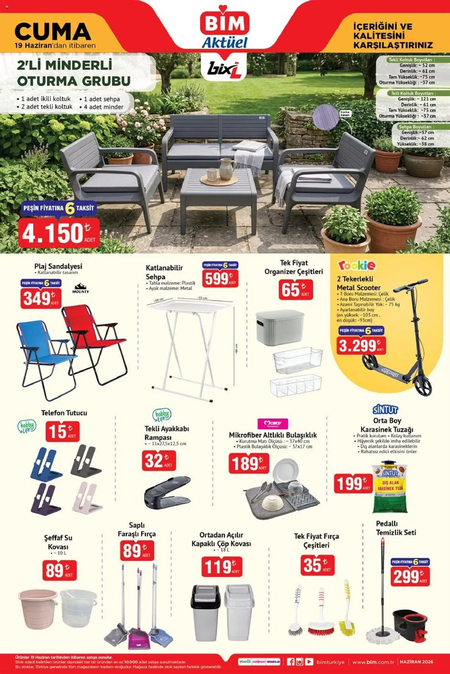 BİM - Katalog Cuma - 19.06.2026 tarihinden itibaren geçerlidir | Sayfa: 3 | Ürünler: Koltuk, Fırça, Su, Telefon