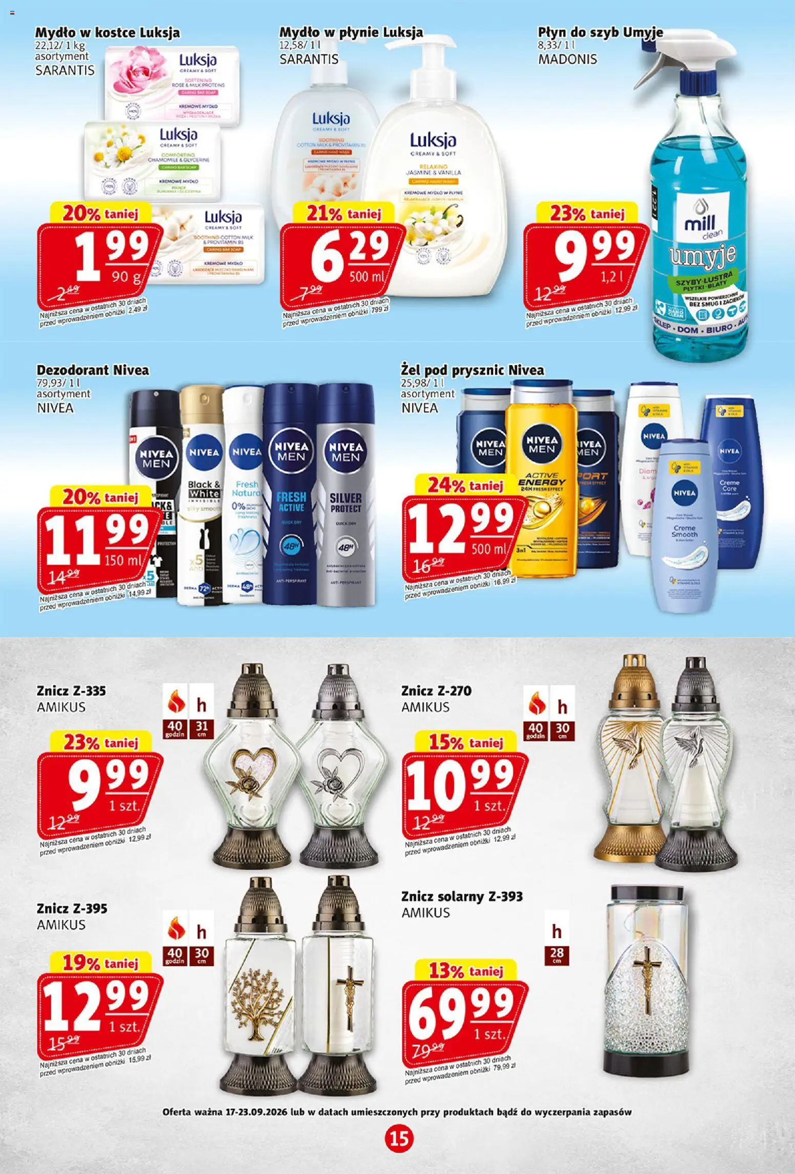 Prim Market gazetka od 17.09.2026 | Strona: 15 | Produkty: Kremowe mydło w płynie, Mydło, Żel pod prysznic, Dezodorant