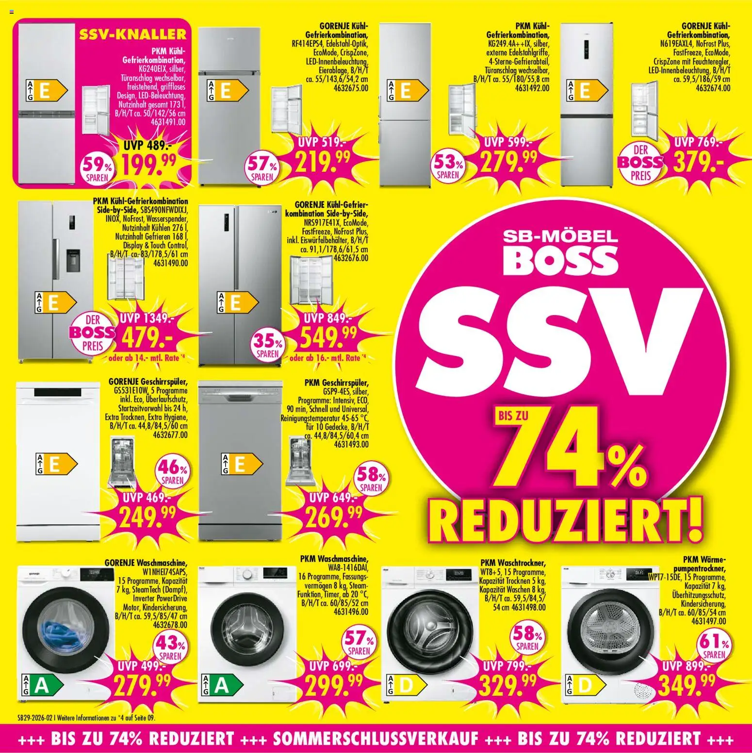 SB Möbel Boss Prospekt Jena – gültig ab 11.07.2026 | Seite: 2 | Produkte: Gorenje, Kühlgefrierkombination