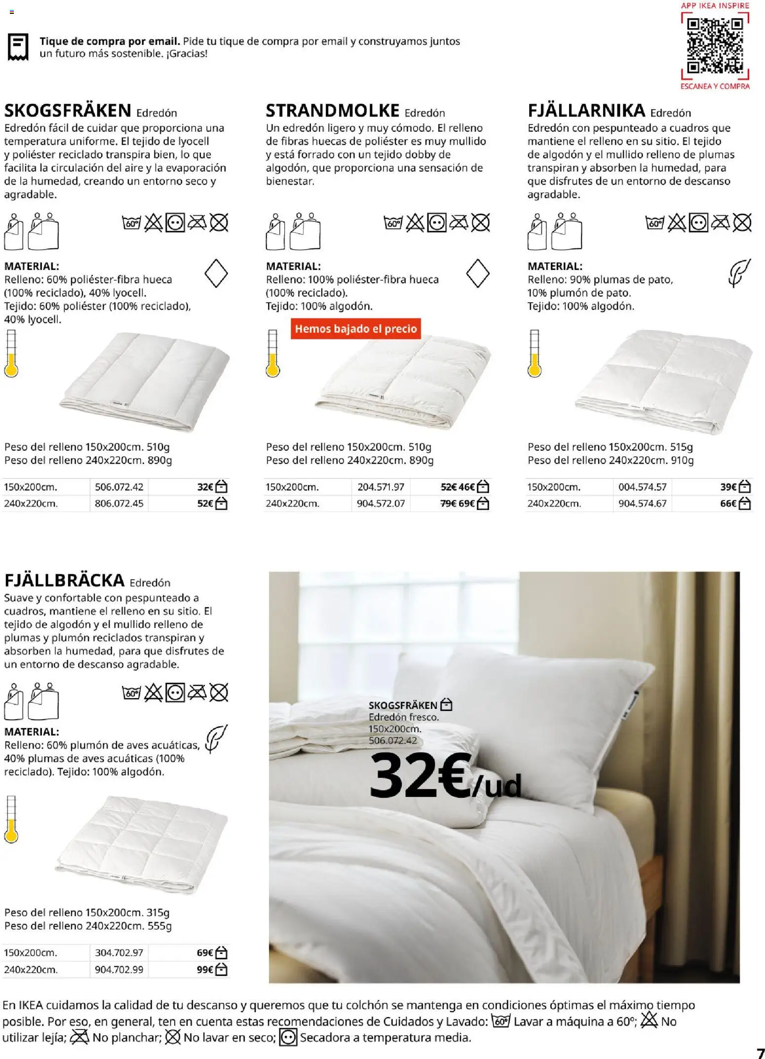 Catálogo IKEA Ropa de Cama │ válido desde el 01/02/2026 | Página: 7 | Productos: Aves, Colchon, Secadora, Peso