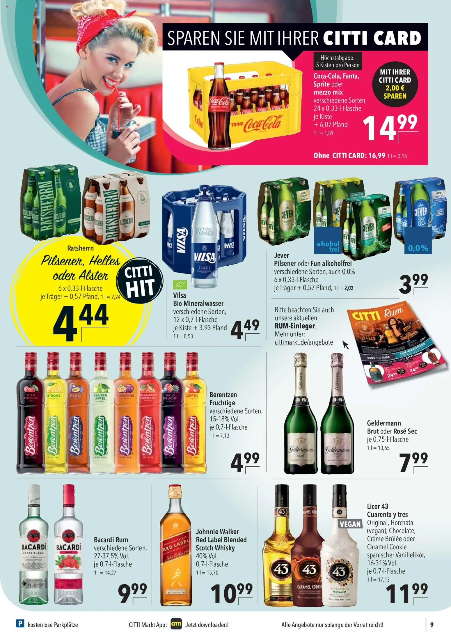CITTI Markt Prospekt – gültig ab 21.10.2026 | Seite: 9 | Produkte: Whisky, Cola, Mineralwasser, Creme brulee