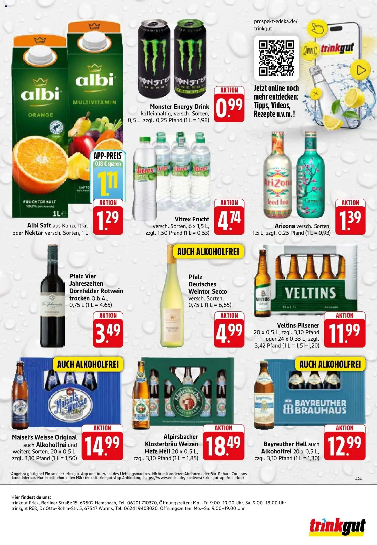 Trinkgut Prospekt Hemsbach (ab 28.09.2026) » Angebote online | Seite: 6 | Produkte: Berliner, Energy, Rotwein, Tür