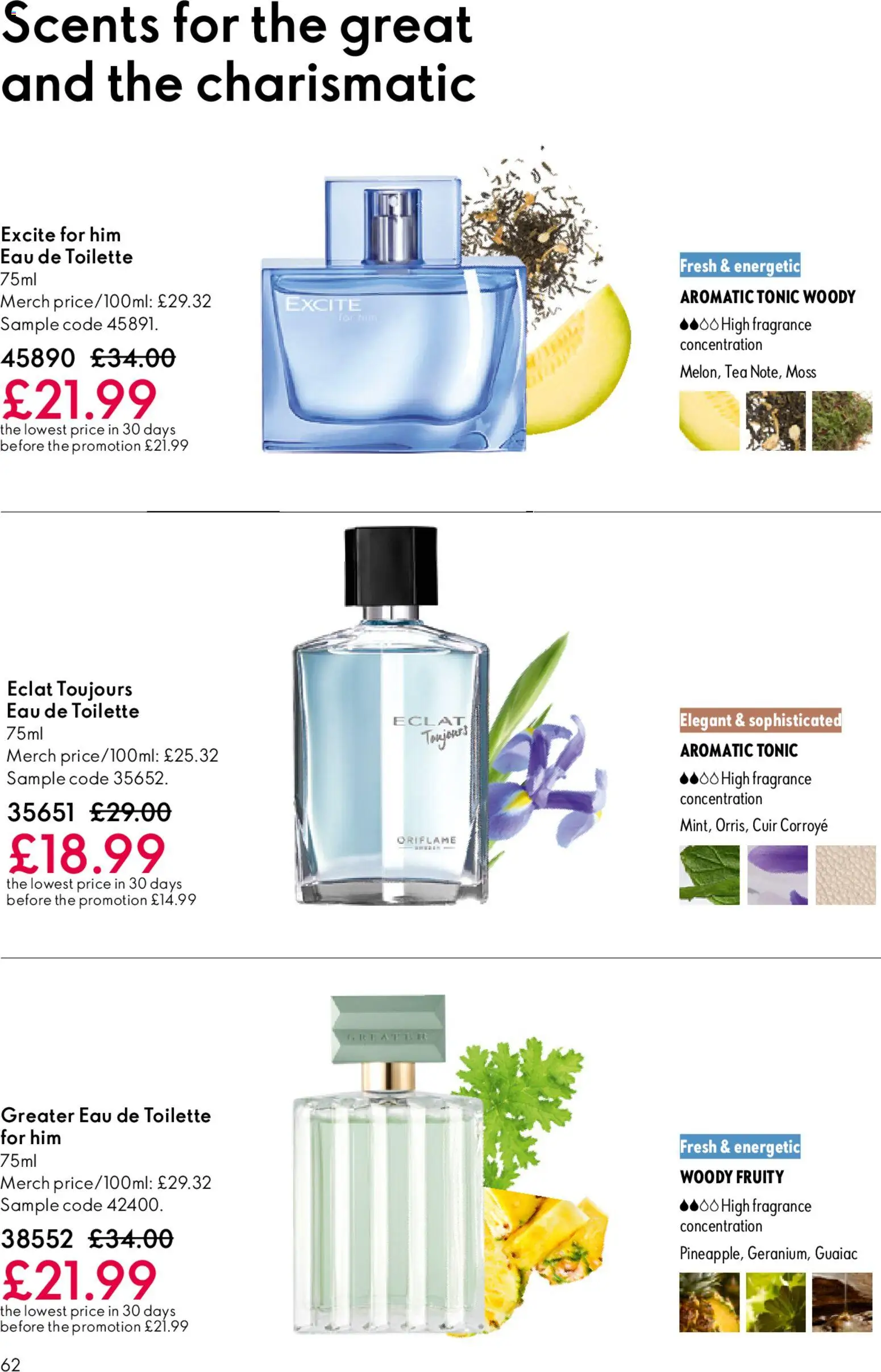 {H1} | Page: 62 | Products: Fragrance, Eau de toilette, Tea