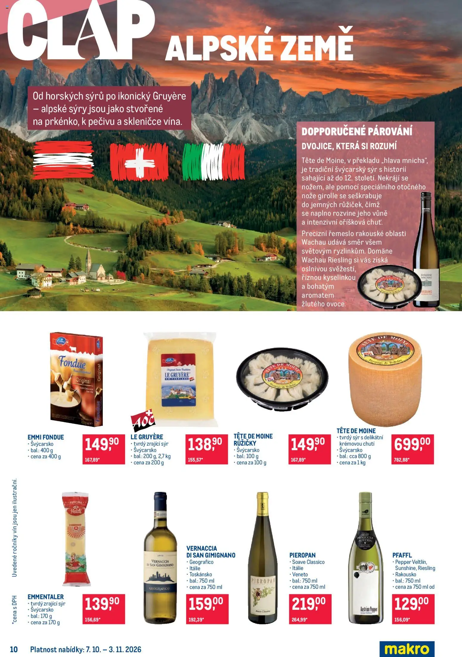 Makro leták - Pro milovníky jídla od 07.10.2026 | Strana: 10 | Produkty: Sýr, Sýry, Soave, Tête de Moine