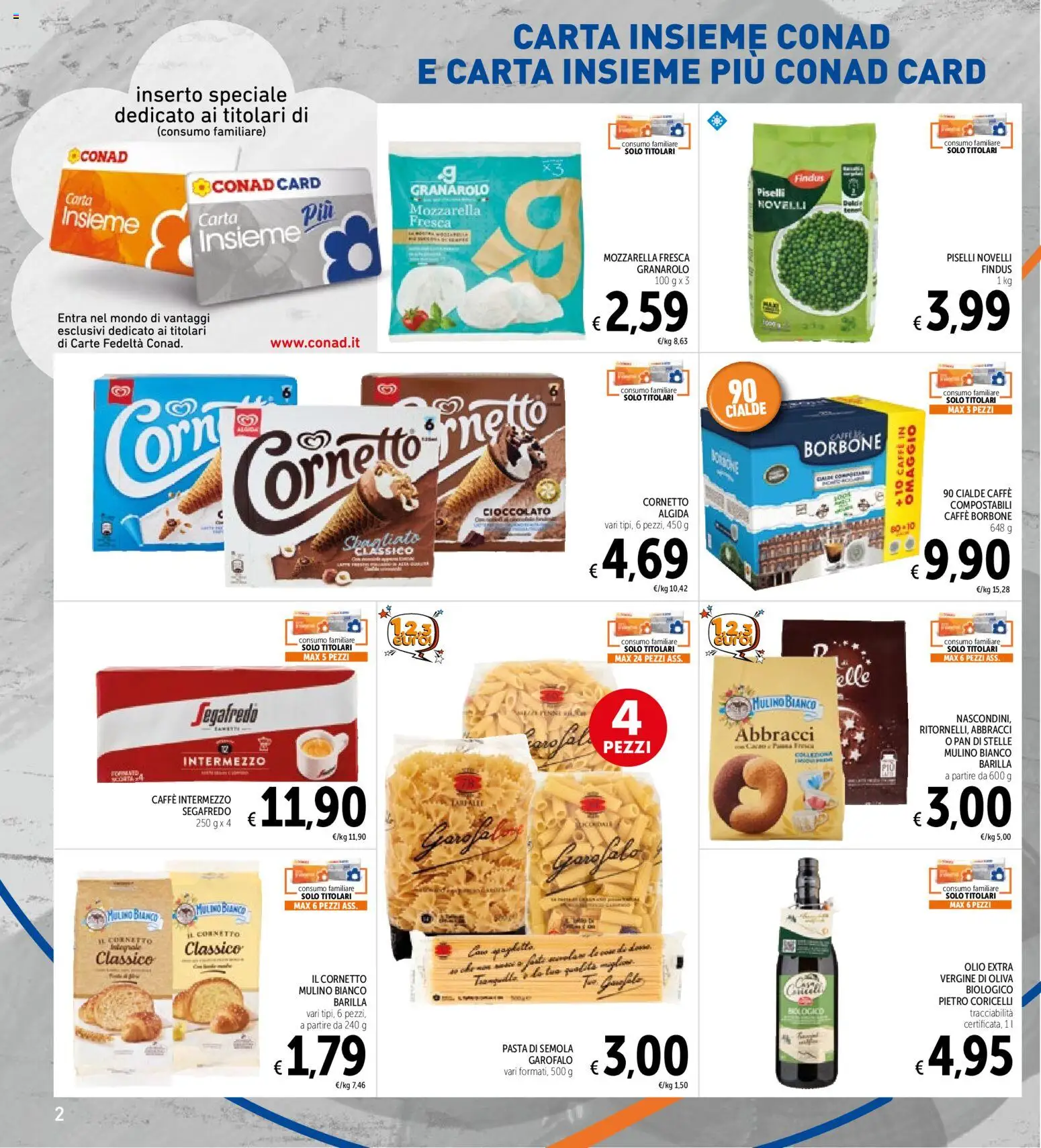 Volantino Spazio Conad del 22/09/2026 | Pagina: 2 | Prodotti: Cioccolato, Pasta di semola, Mozzarella, Barilla