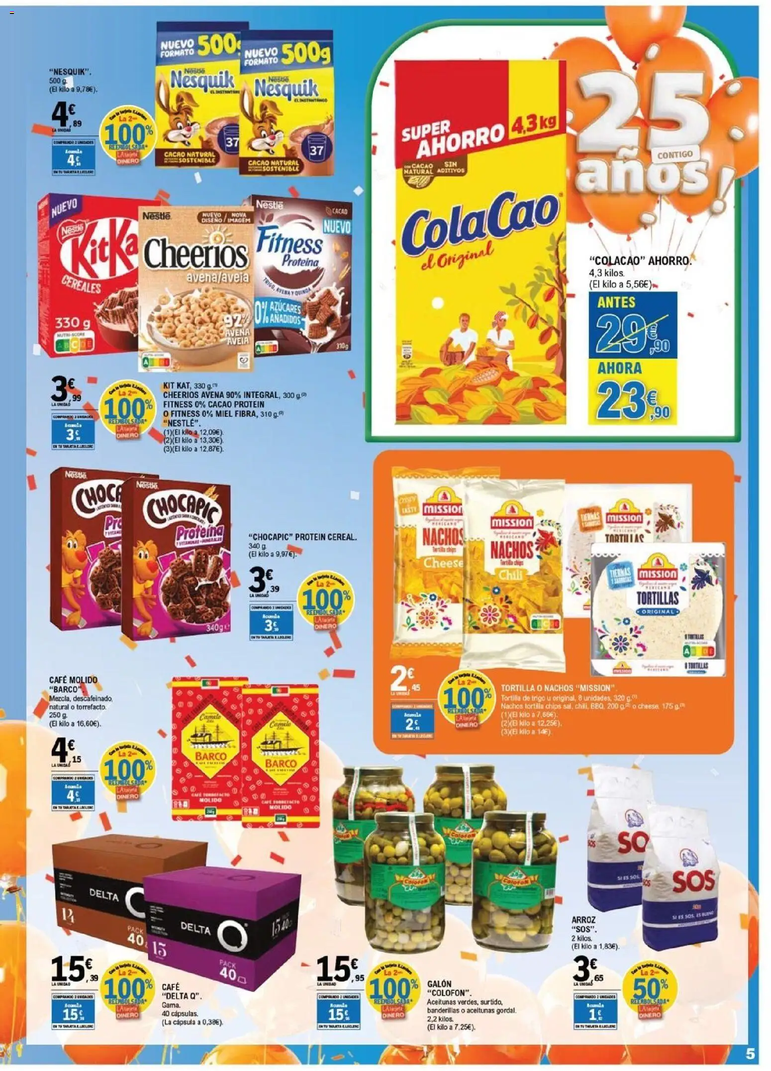 E.Leclerc folleto Salamanca │ válido desde el 01/07/2026 | Página: 5 | Productos: Arroz, Café molido, Cereales, Φρυγανιές σικάλεως
