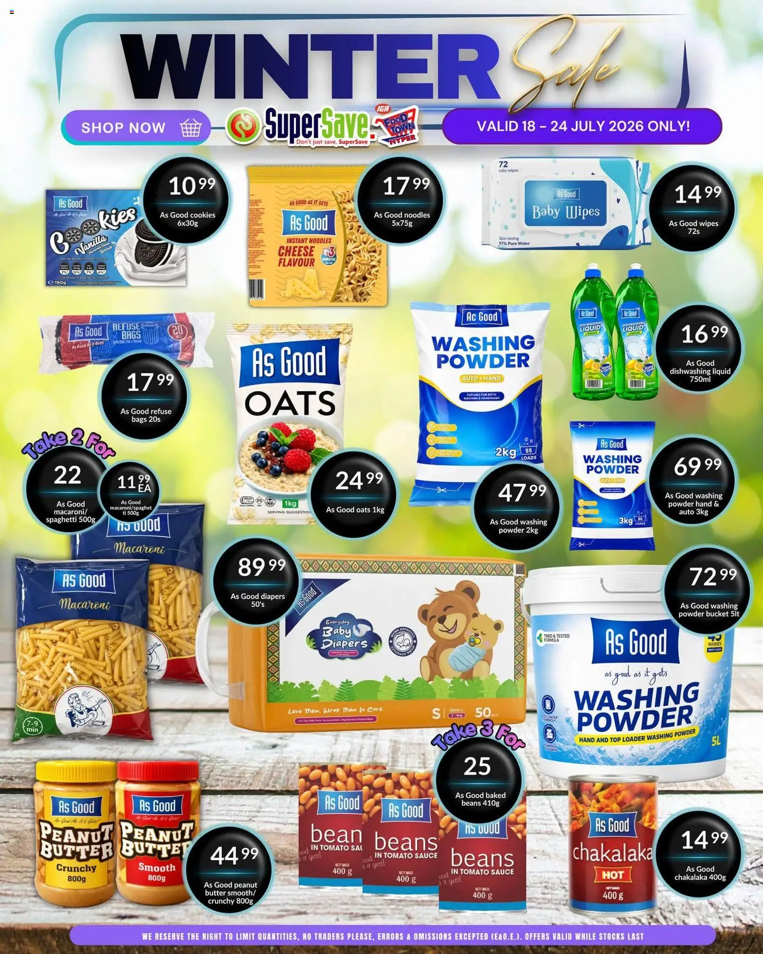 New Super Save catalogue – valid from 18/07/2026 | Page: 16 | Products: Noodles, Cookies, Water, Dishwashing liquid